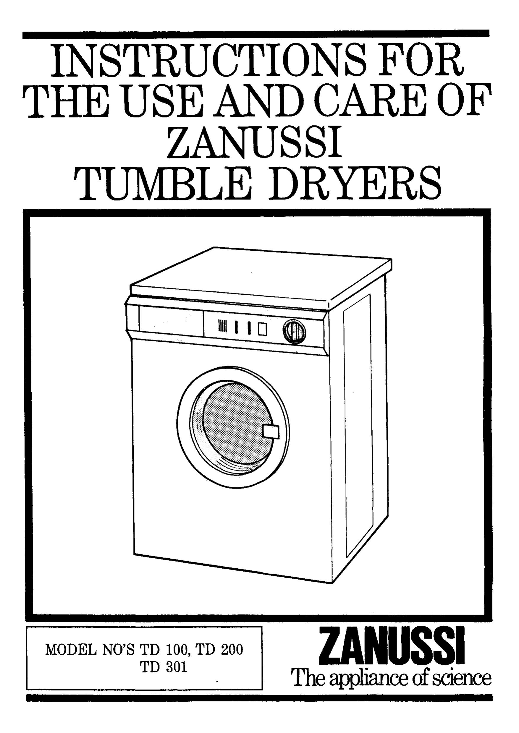 Zanussi TD 301 Clothes Dryer User Manual