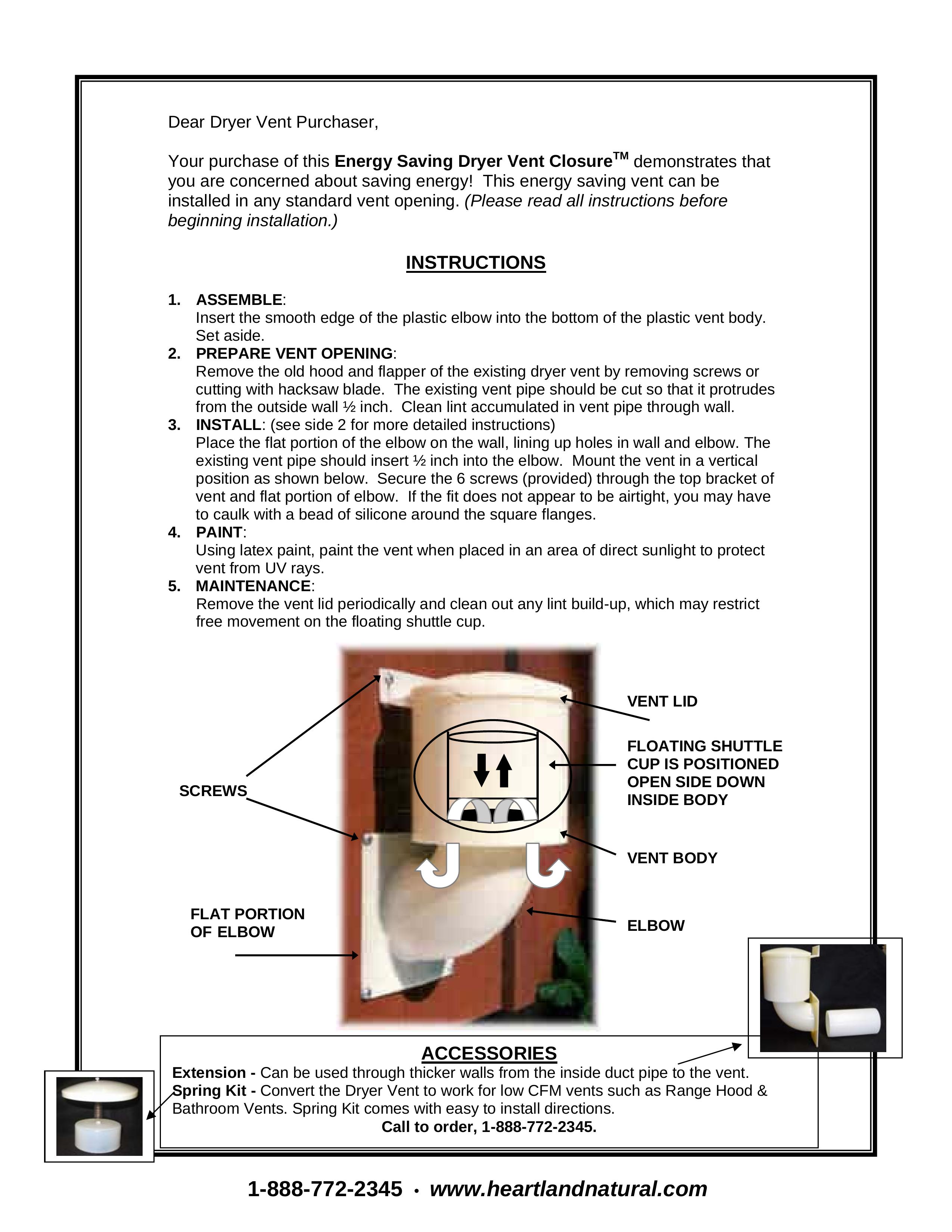 Heartland 21000 Dryer Accessories User Manual