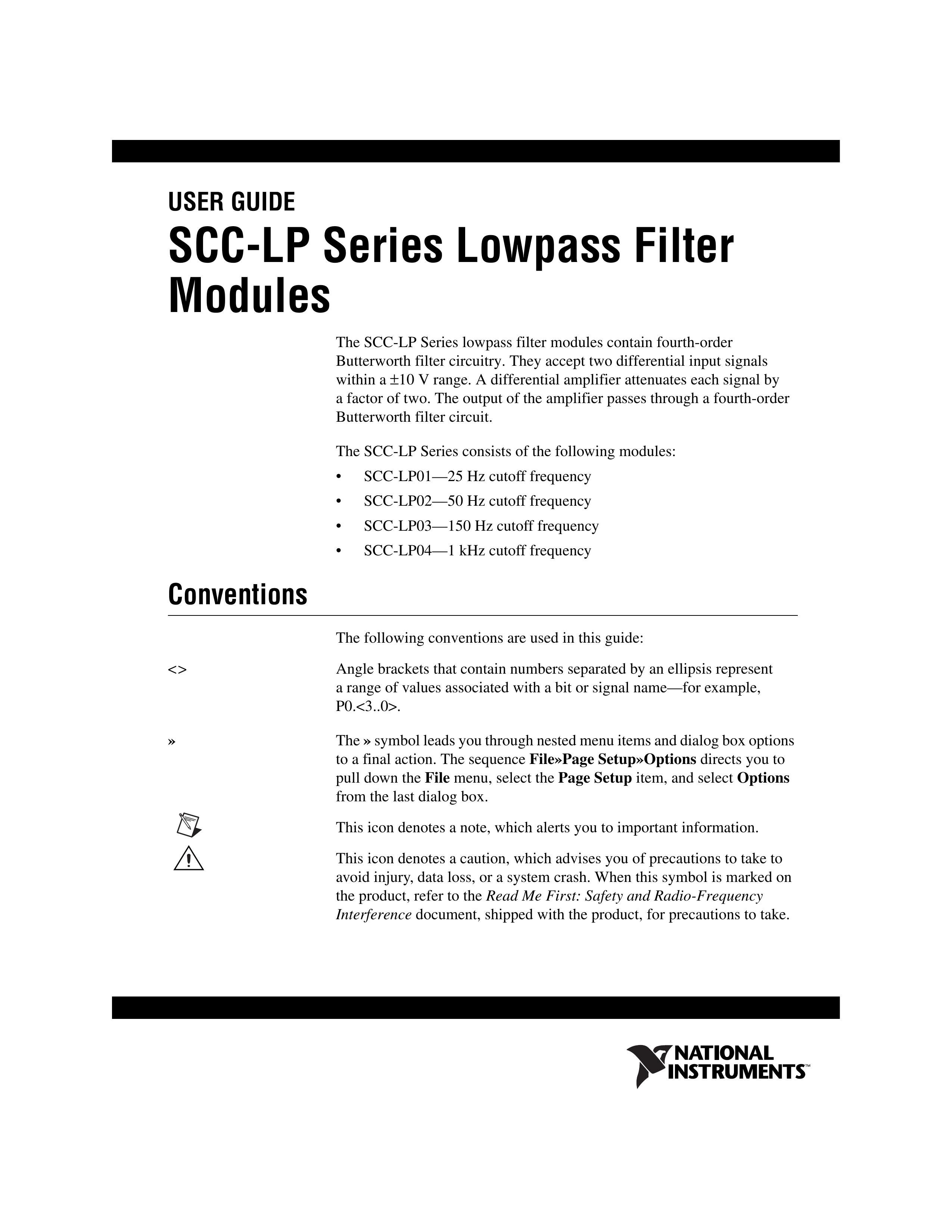 National Instruments SCC-LP01 Dryer Accessories User Manual