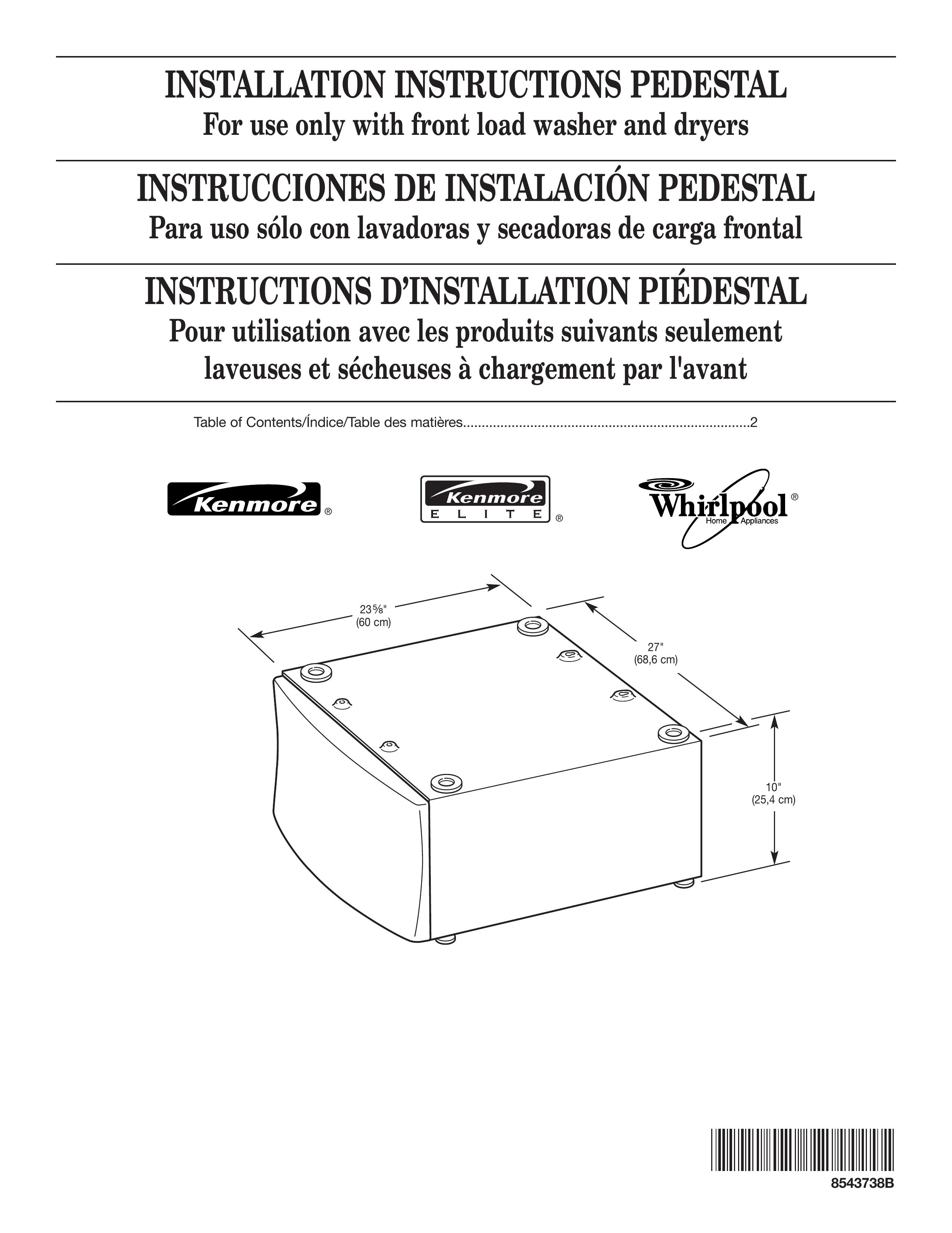 Whirlpool 8543738B Dryer Accessories User Manual