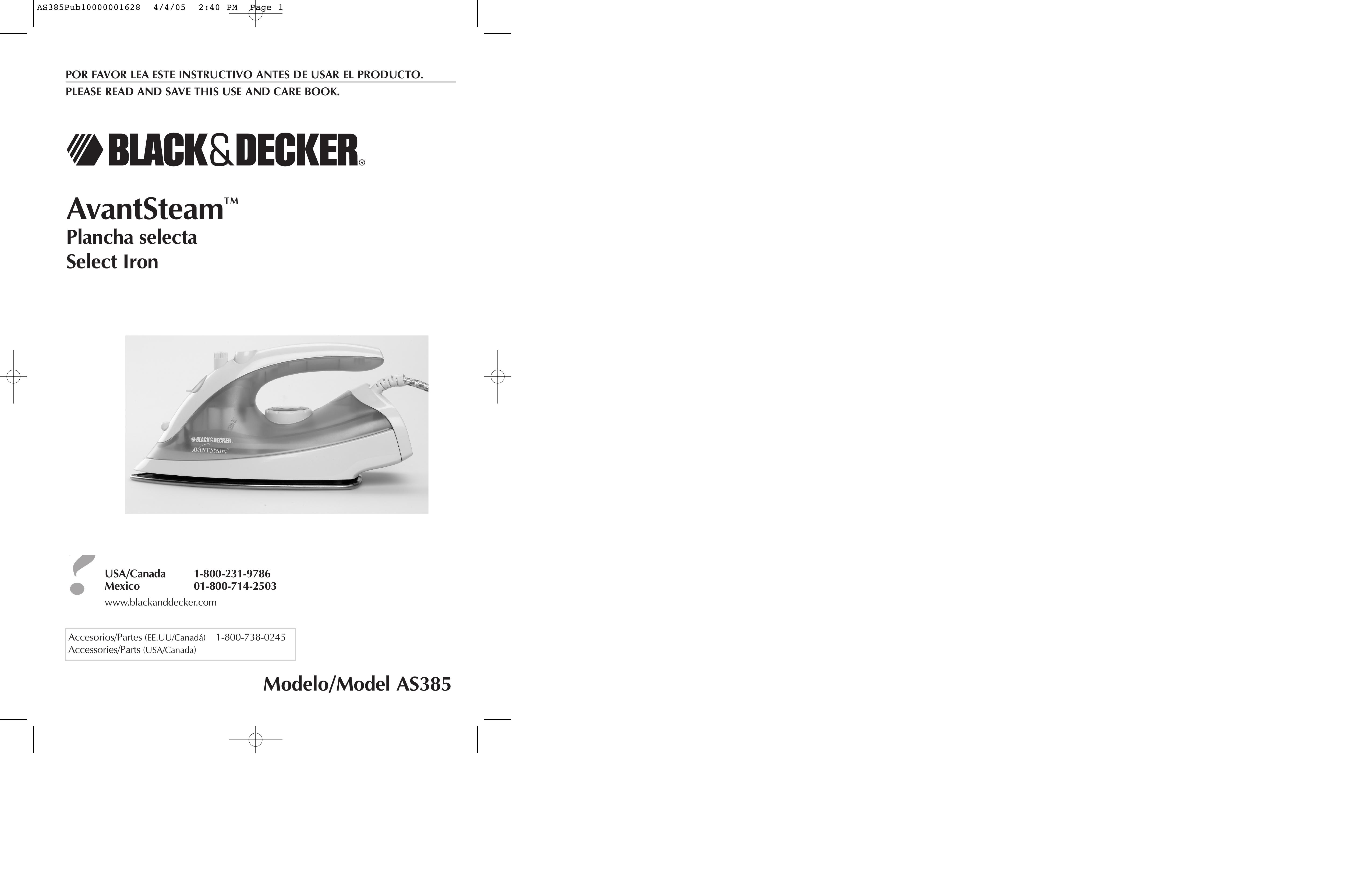 Black & Decker AS385 Iron User Manual