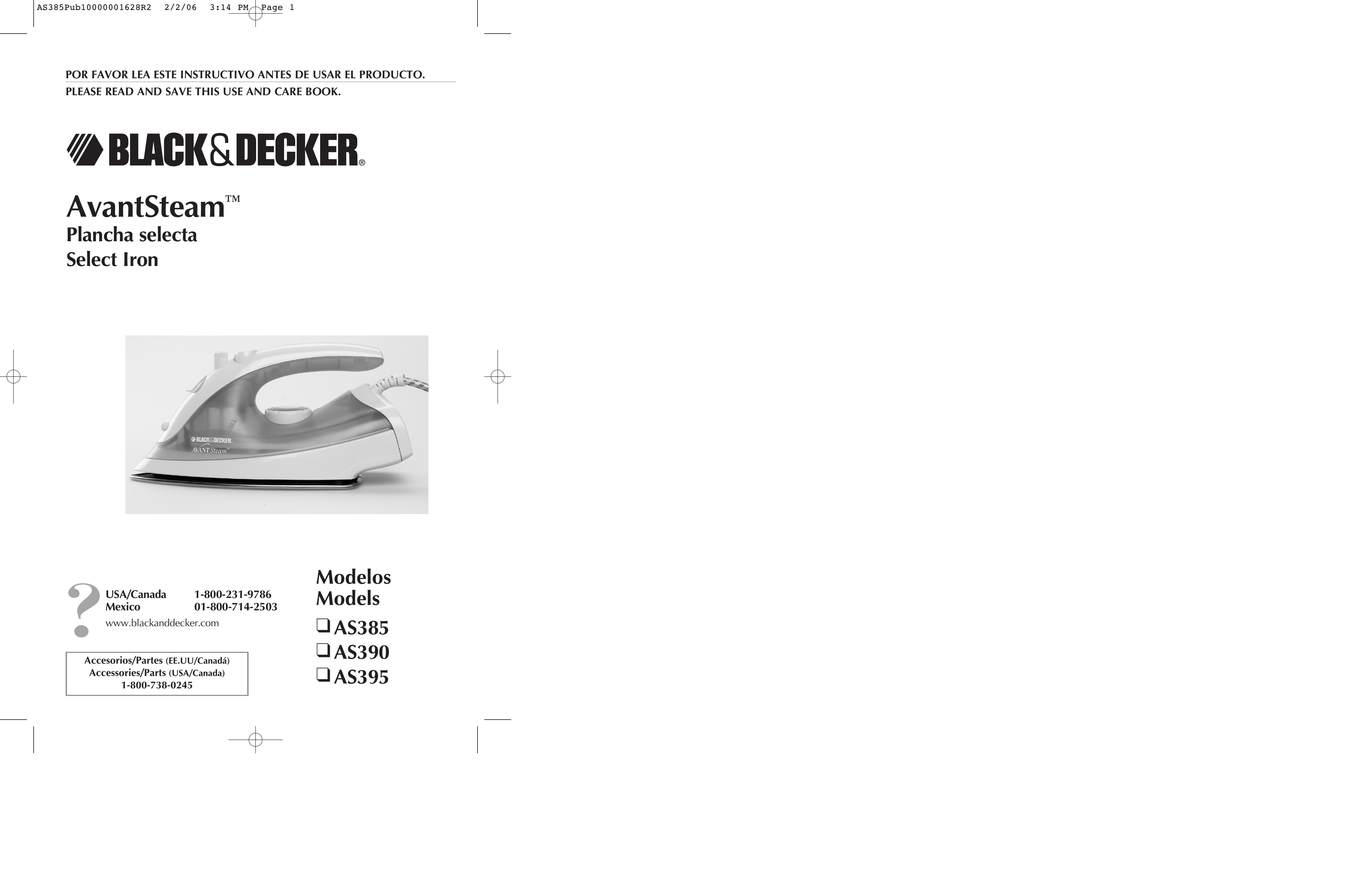 Black & Decker AS395 Iron User Manual