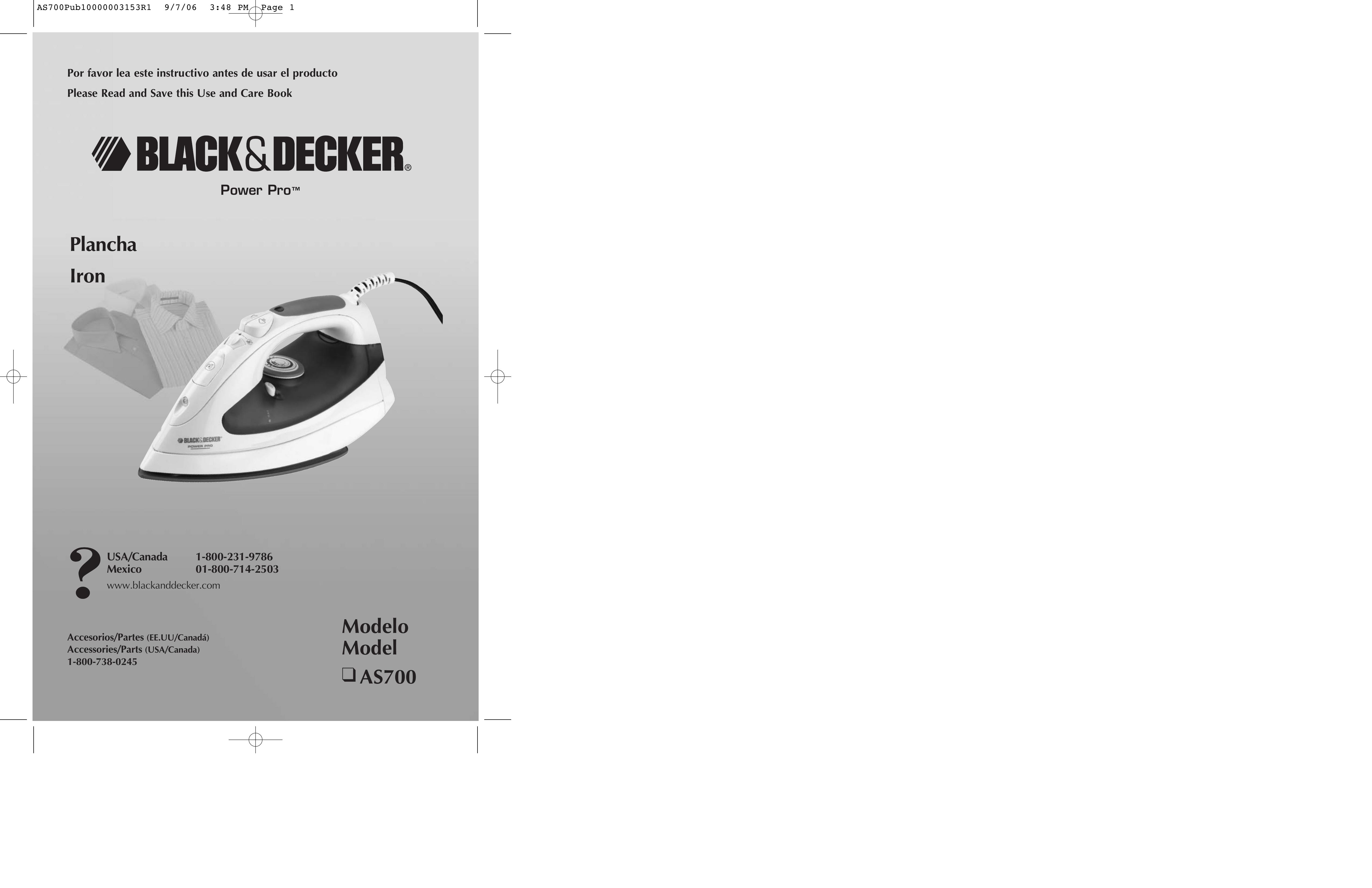 Black & Decker AS700 Iron User Manual