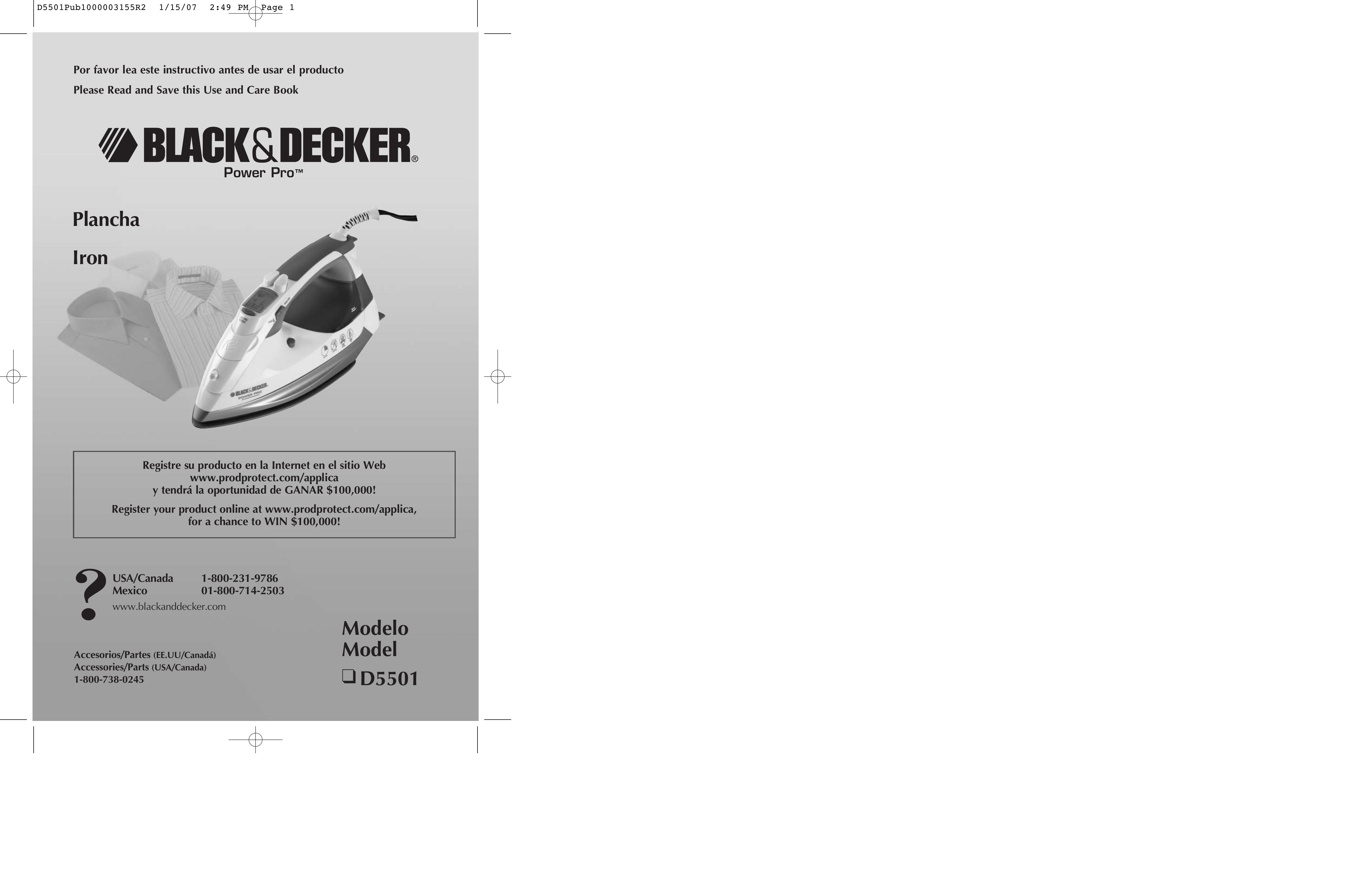 Black & Decker D5501 Iron User Manual