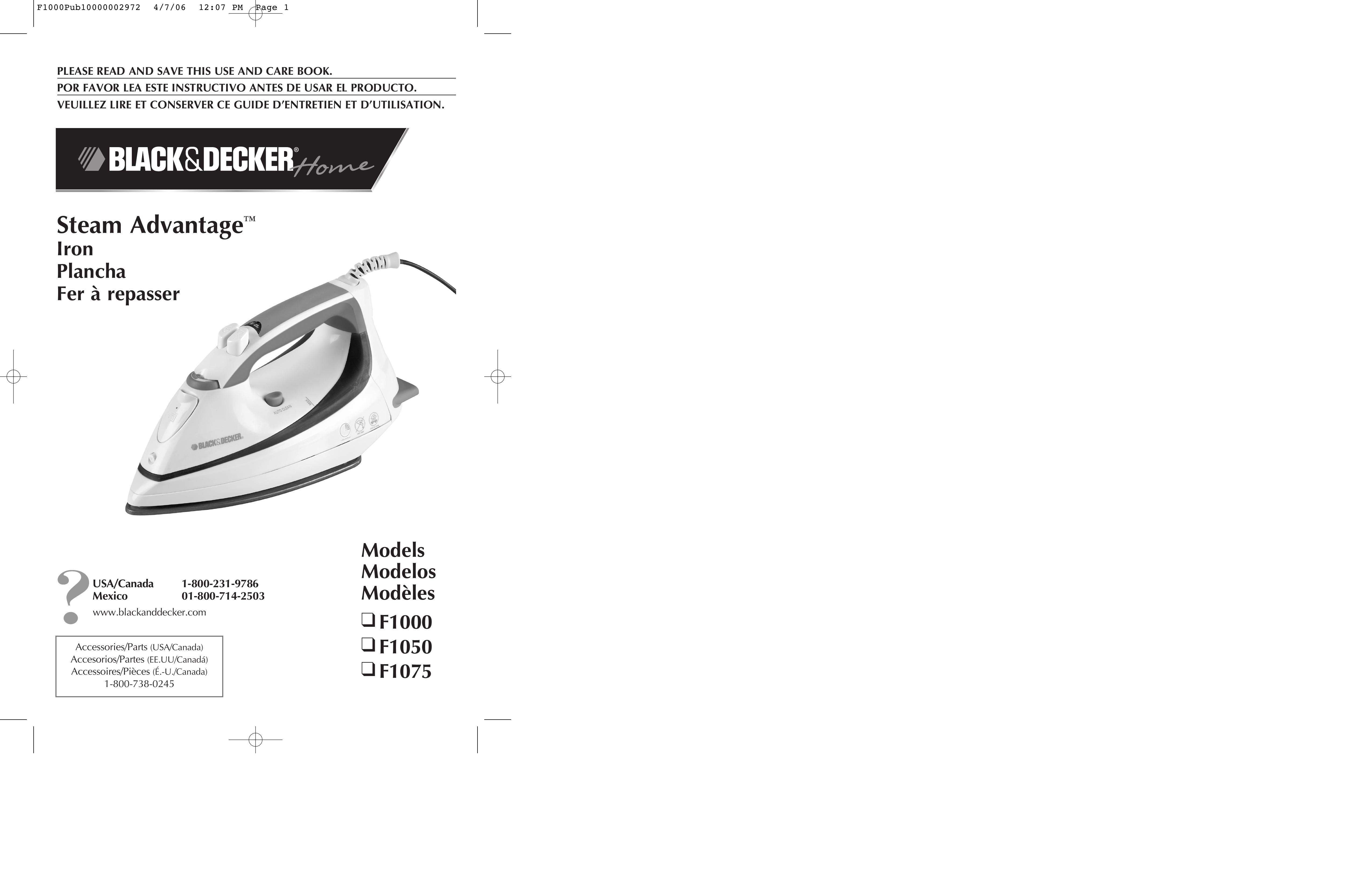 Black & Decker F1000 Iron User Manual