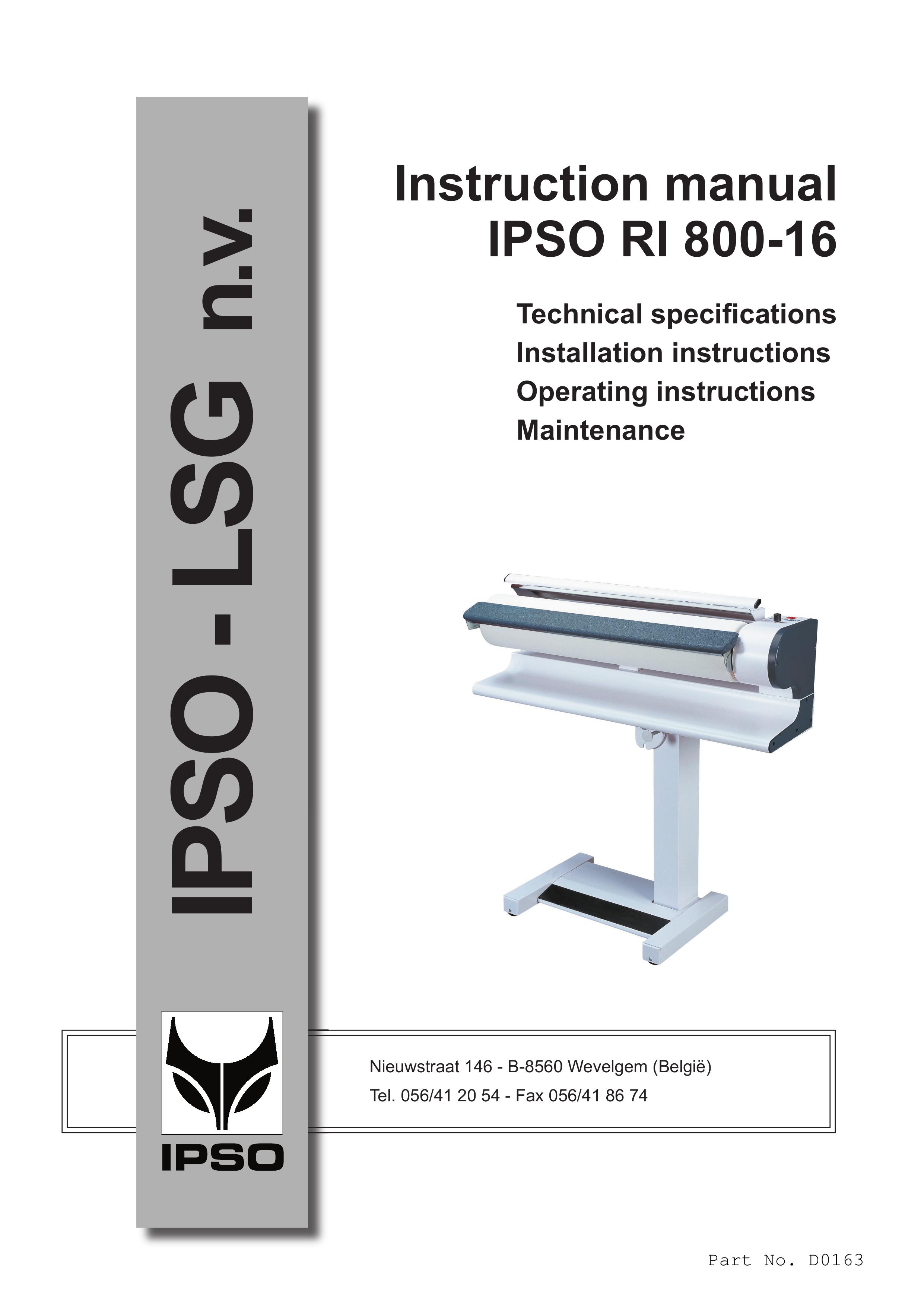 Cissell IPSO RI 800-16 Iron User Manual