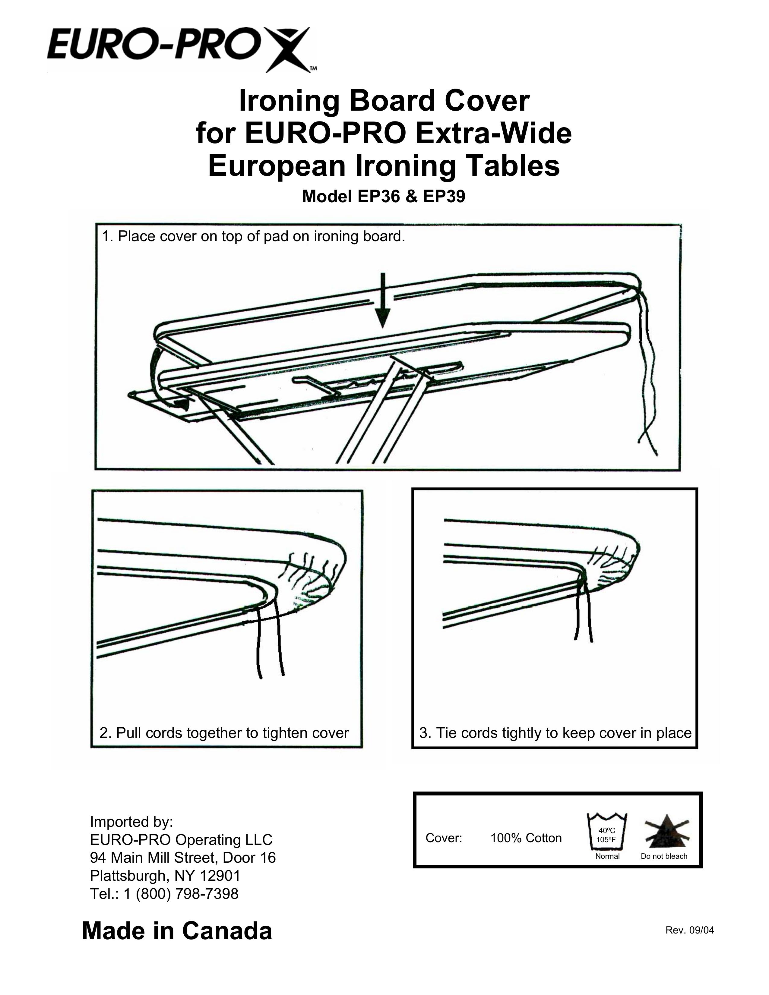 Euro-Pro EP39 Iron User Manual