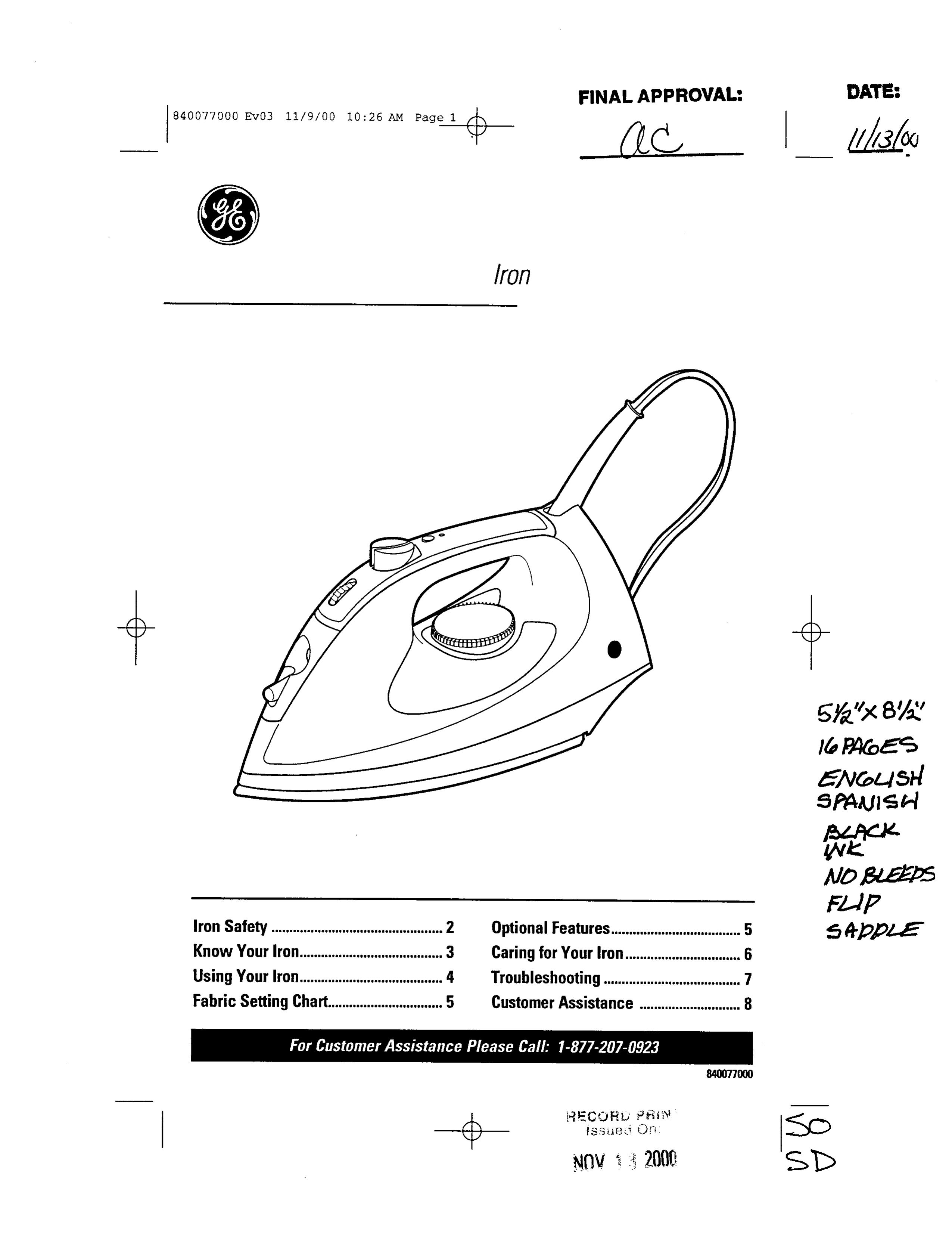 GE 106761 Iron User Manual
