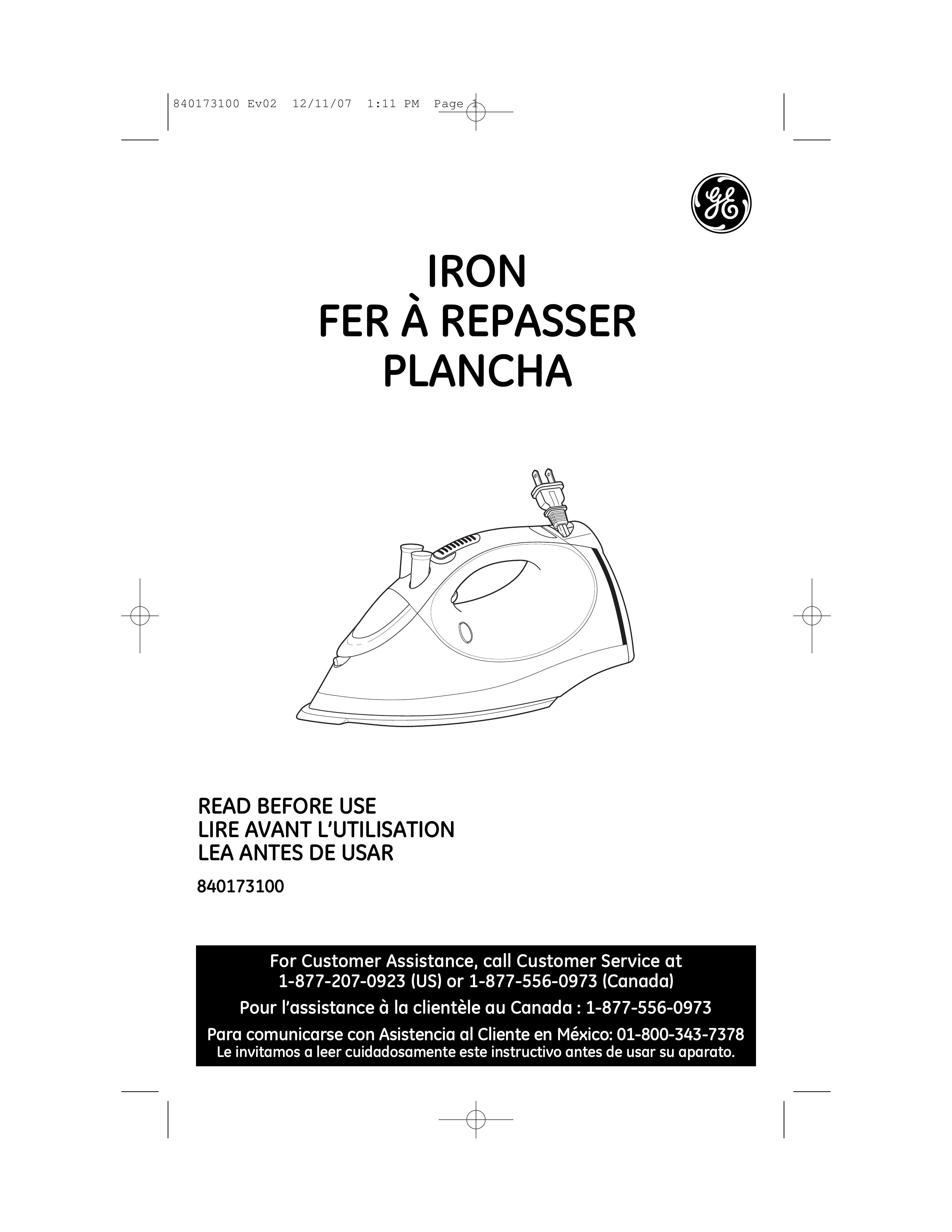 GE 169173 Iron User Manual