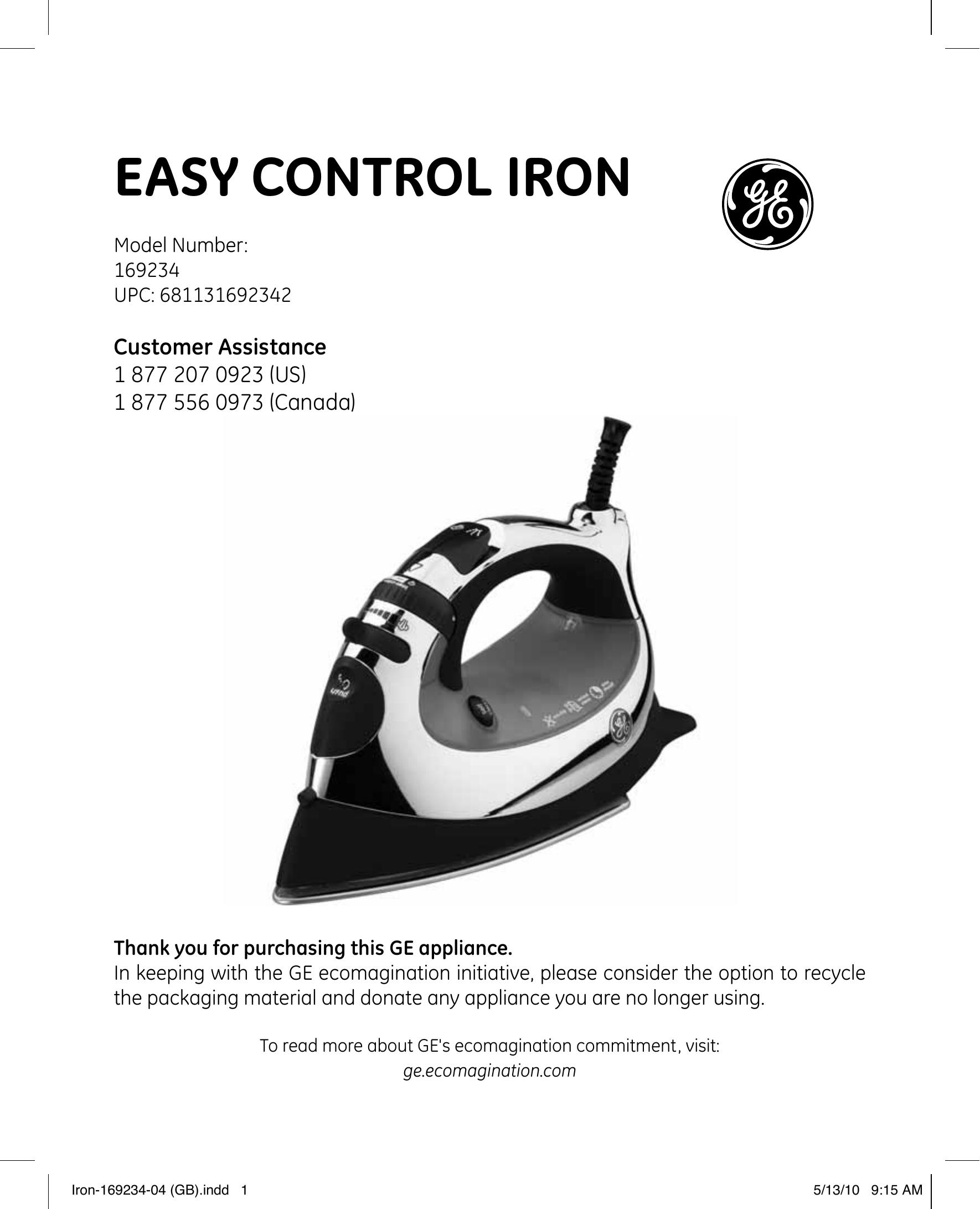GE 169234 Iron User Manual