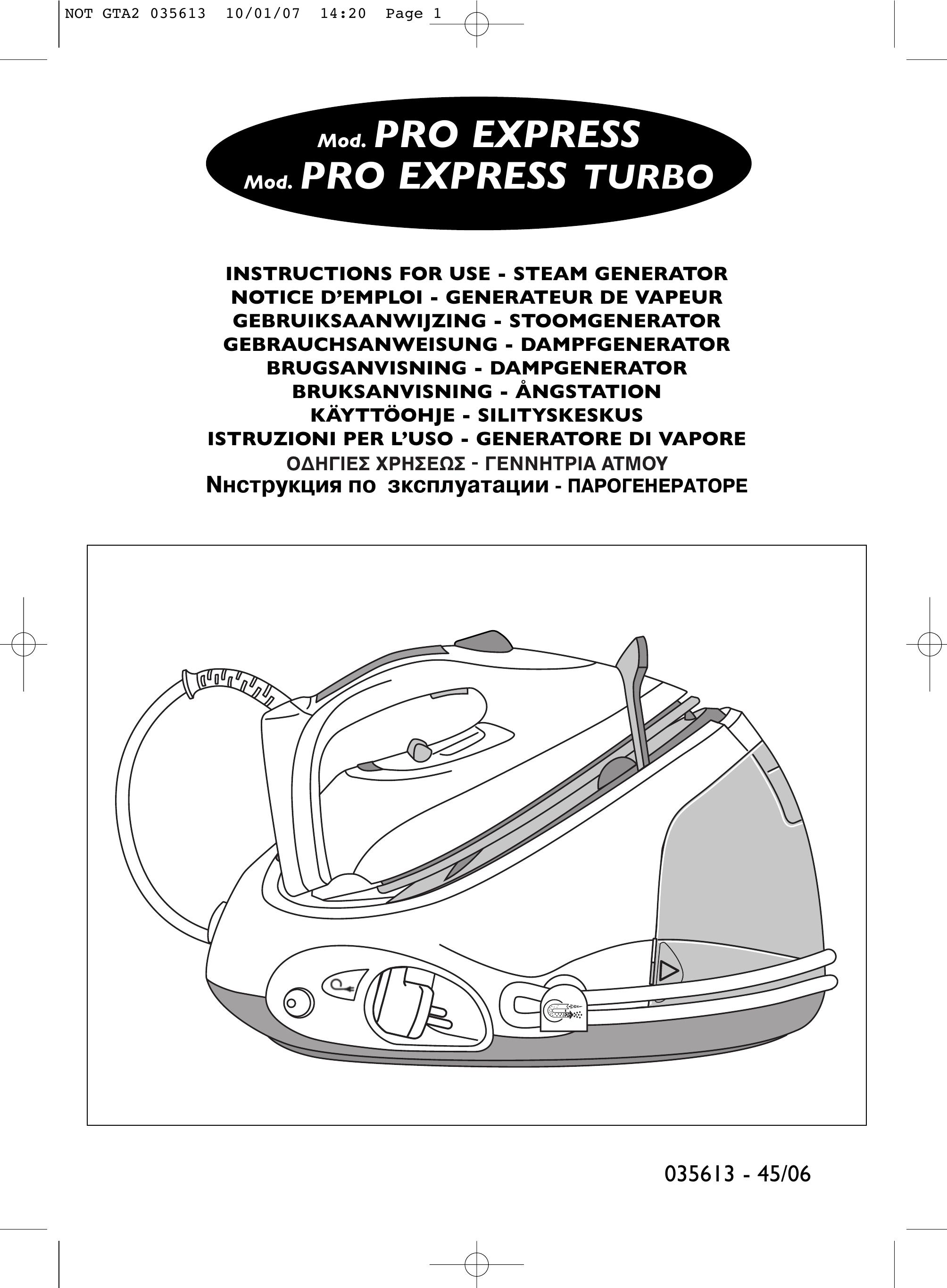 Groupe SEB USA - T-FAL PRO EXPRESS Iron User Manual