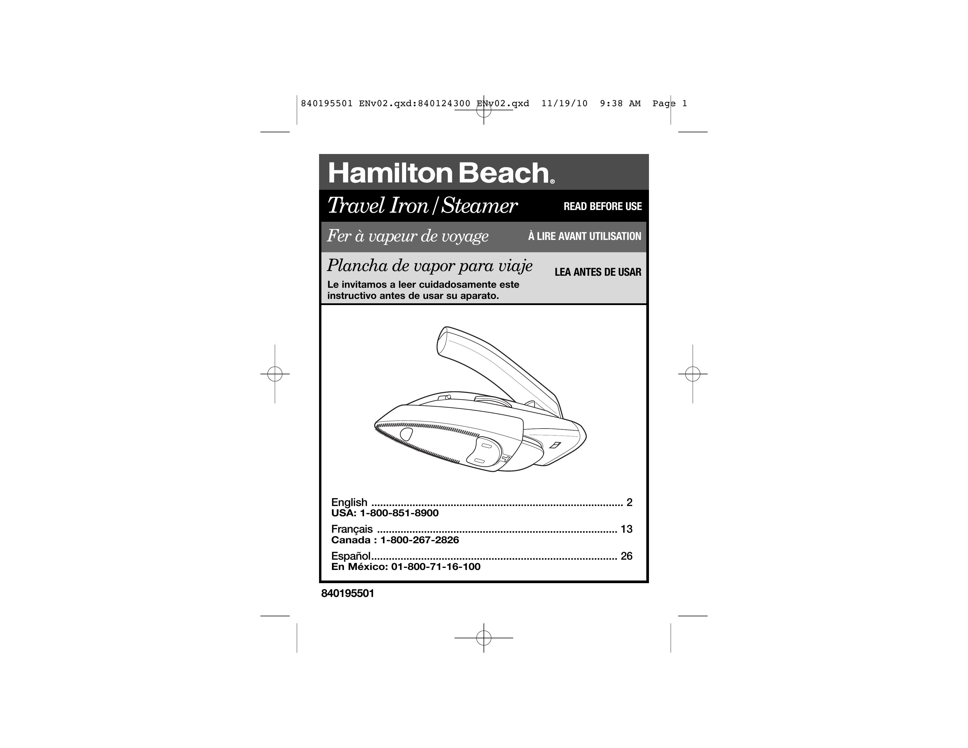 Hamilton Beach 10092 Iron User Manual