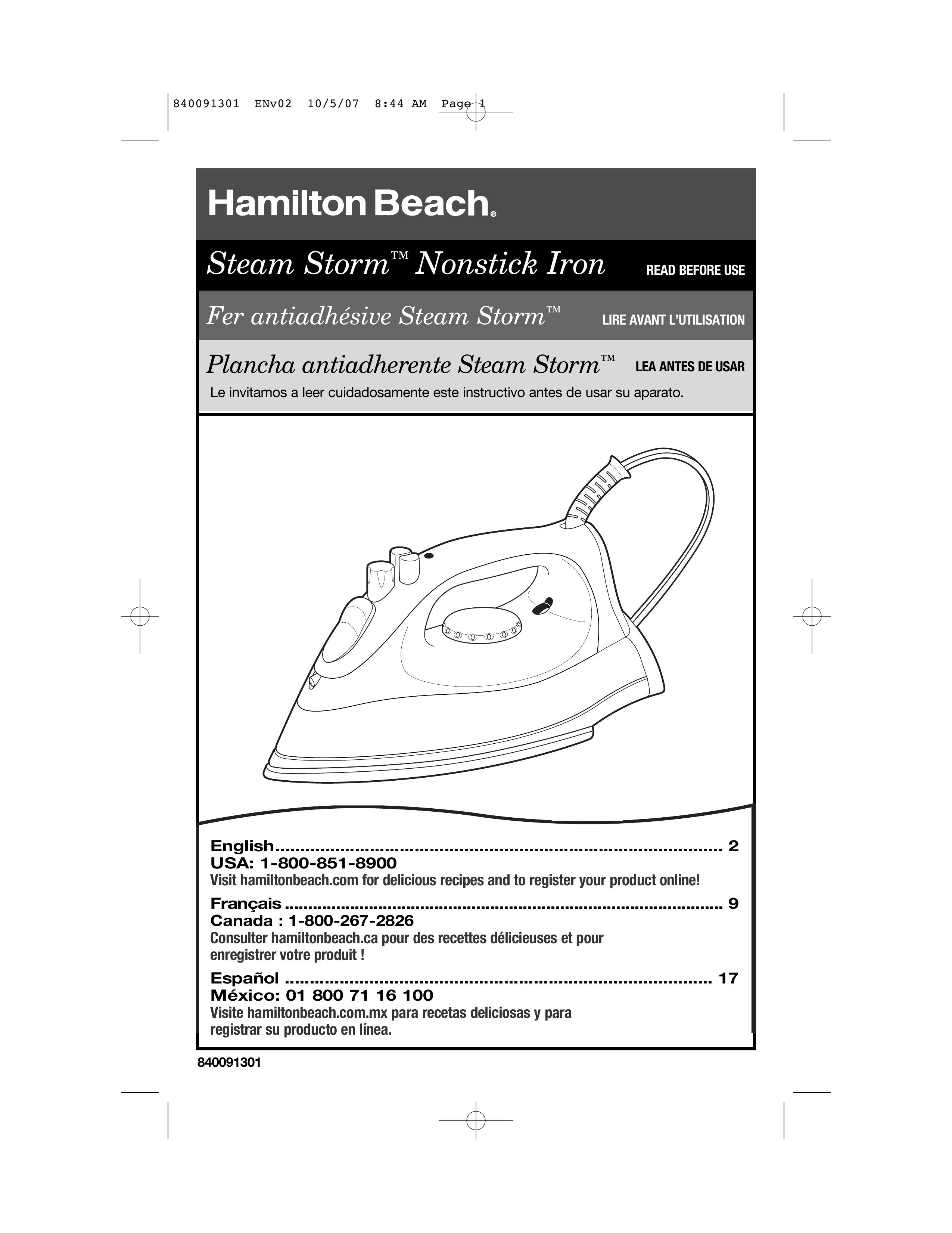 Hamilton Beach 14515 Iron User Manual