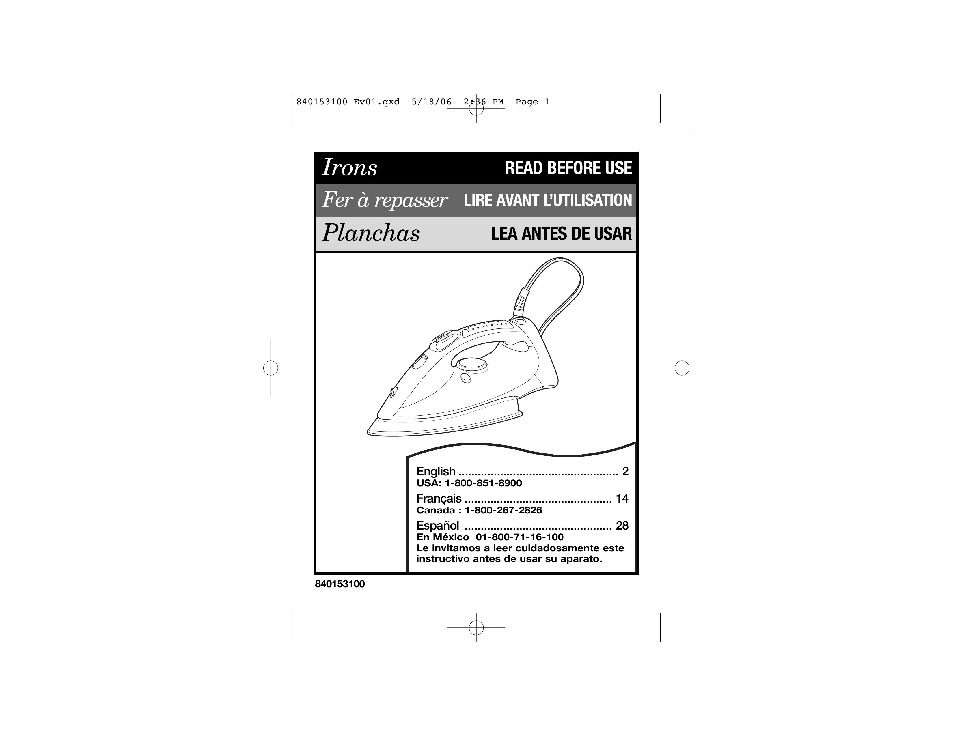 Hamilton Beach 14975 Iron User Manual