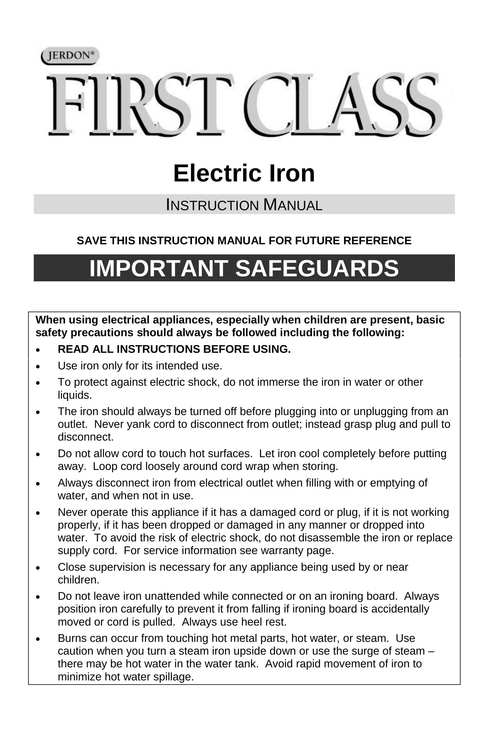 Jerdon Products J513W Iron User Manual
