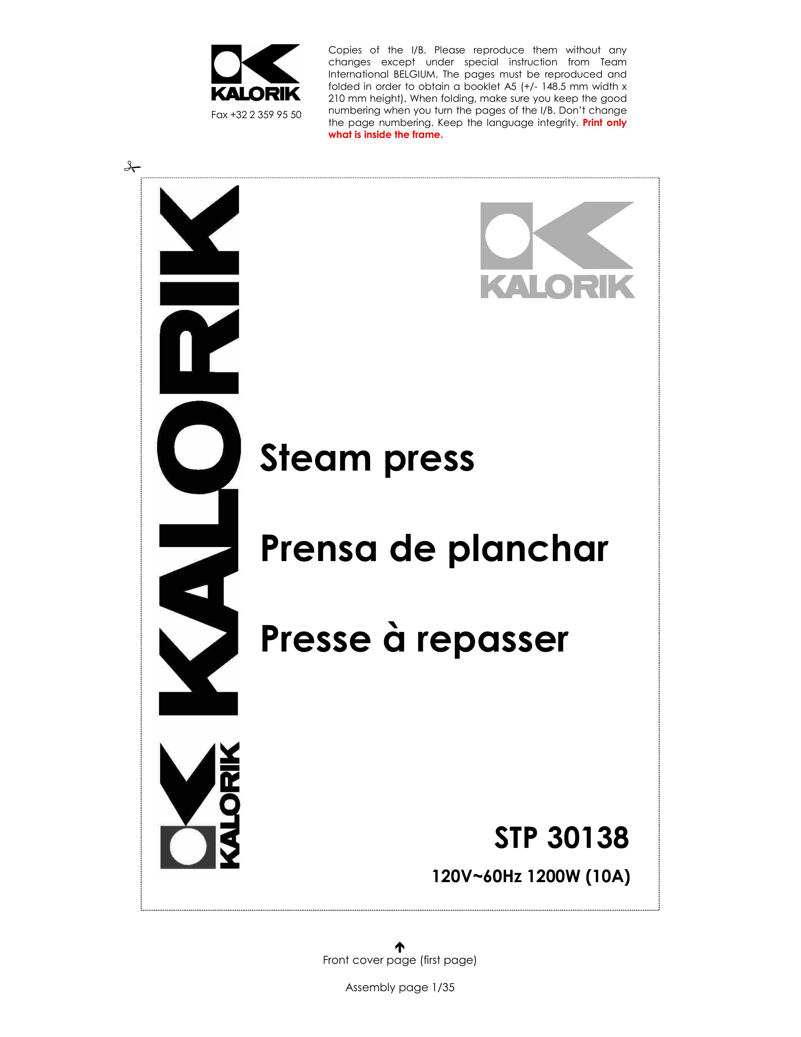 Kalorik STP 30138 Iron User Manual