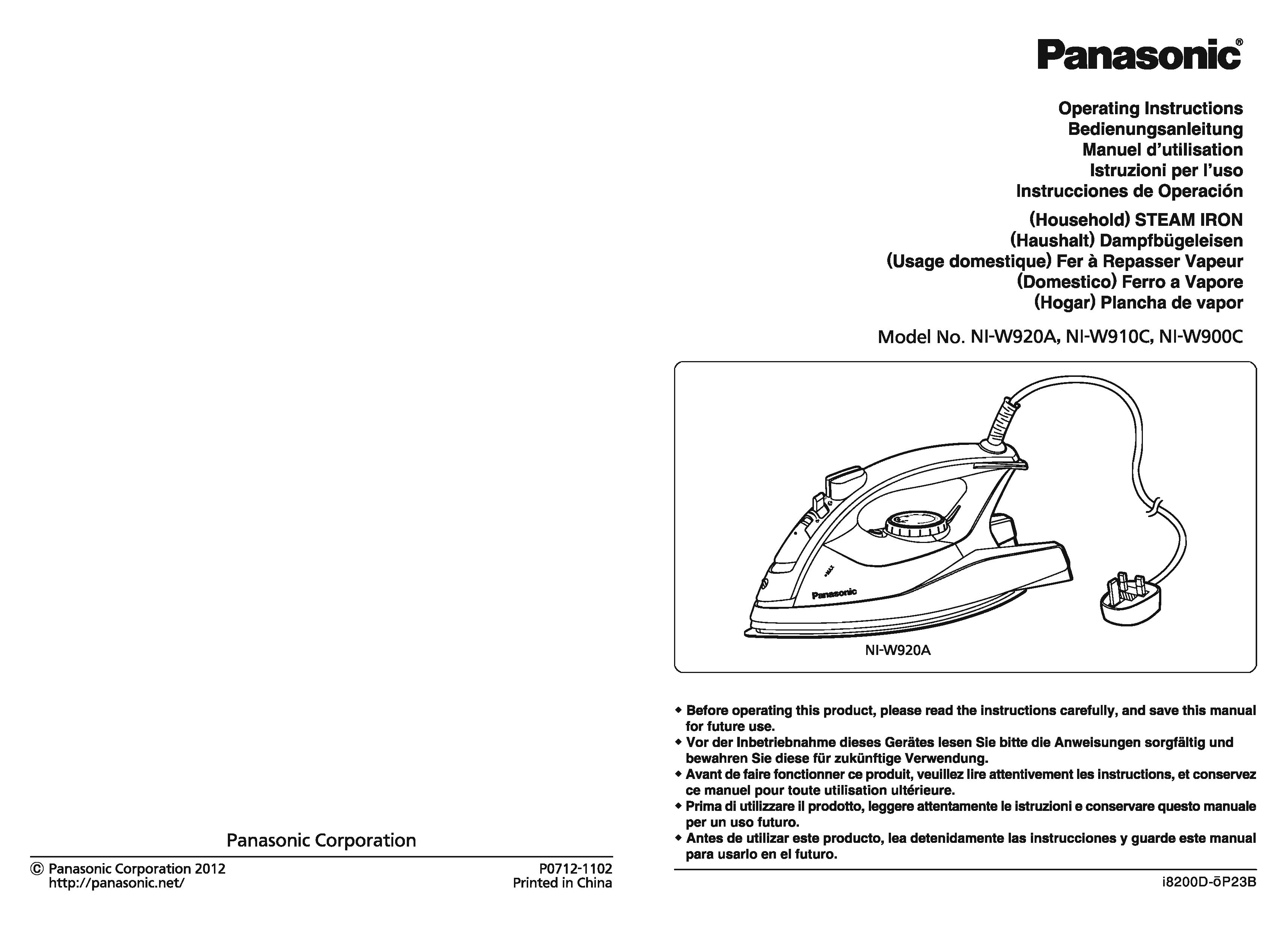 Panasonic NI-W920A Iron User Manual