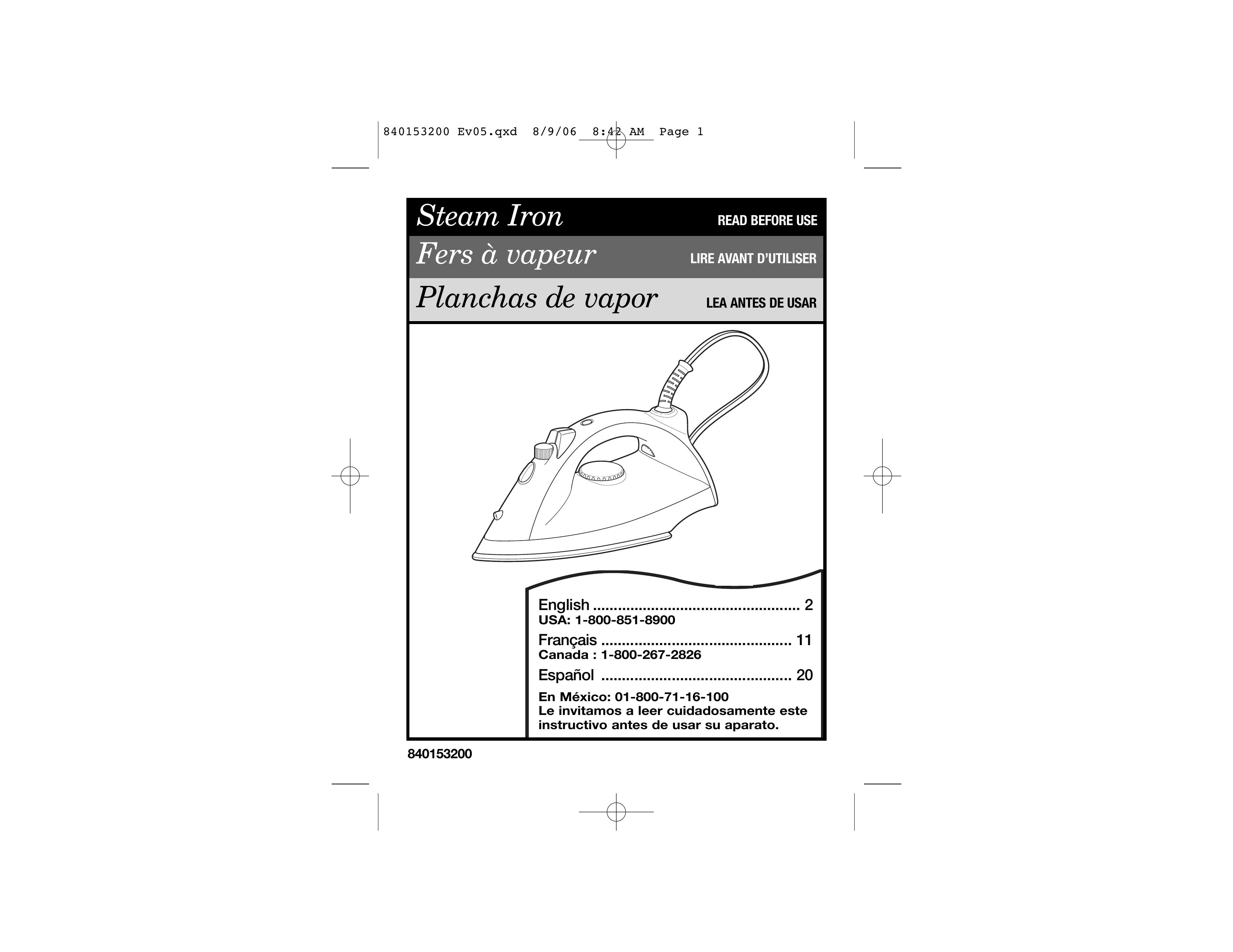 Proctor-Silex 17130 Iron User Manual