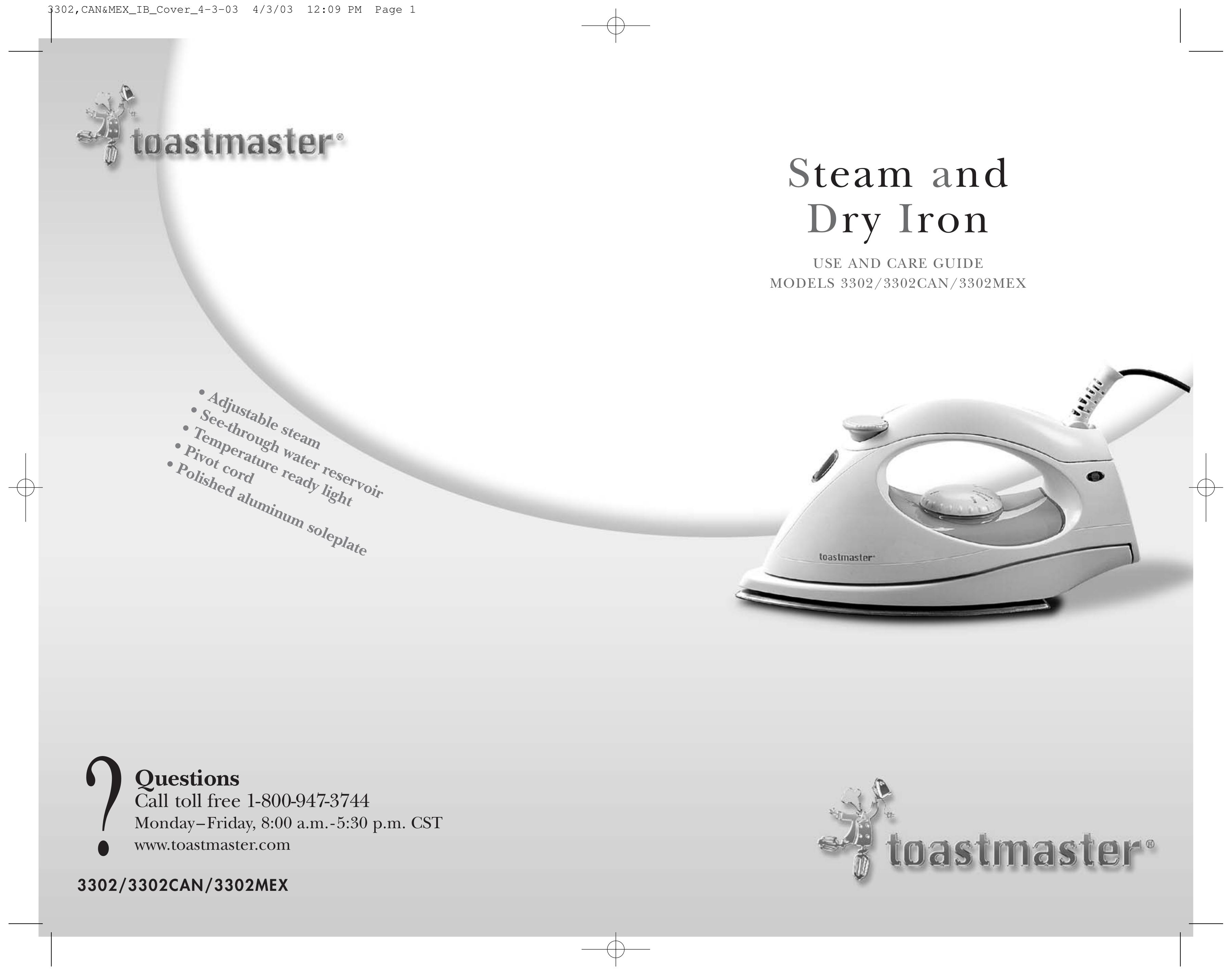 Toastmaster 3302 Iron User Manual