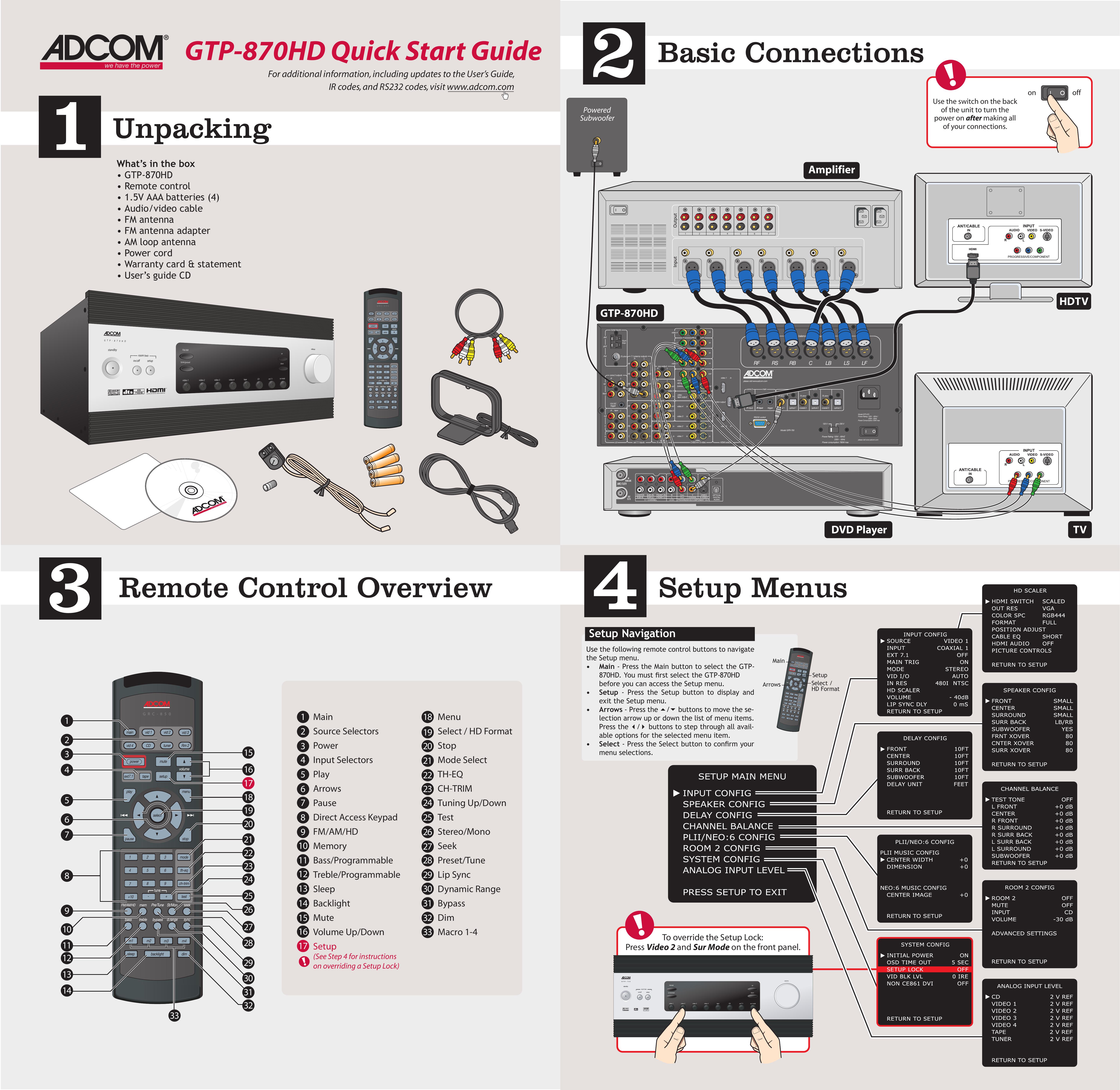 Adcom GTP-870HD Washer User Manual
