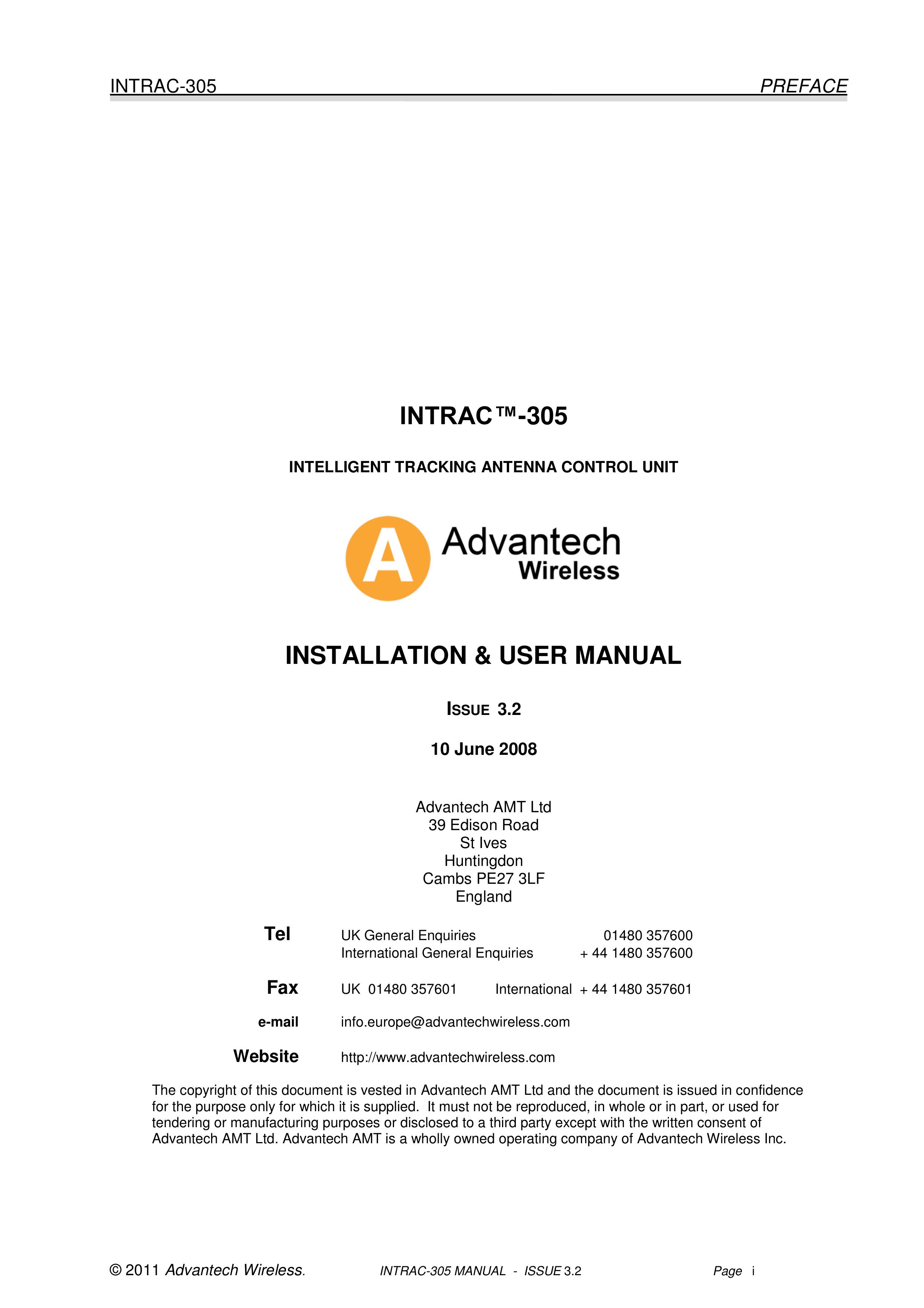 Advantech INTRAC-305 Washer User Manual