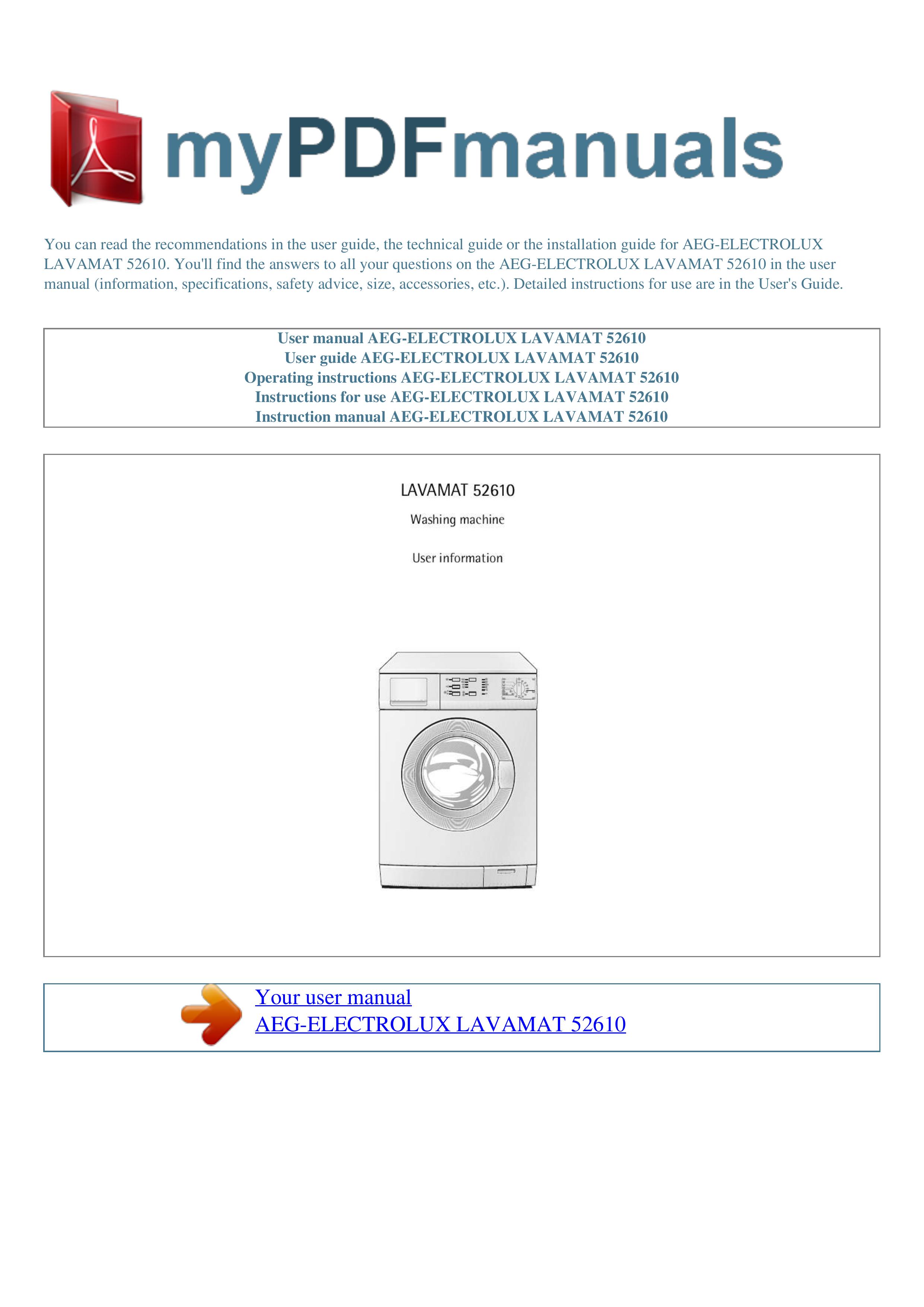 AEG 52610 Washer User Manual