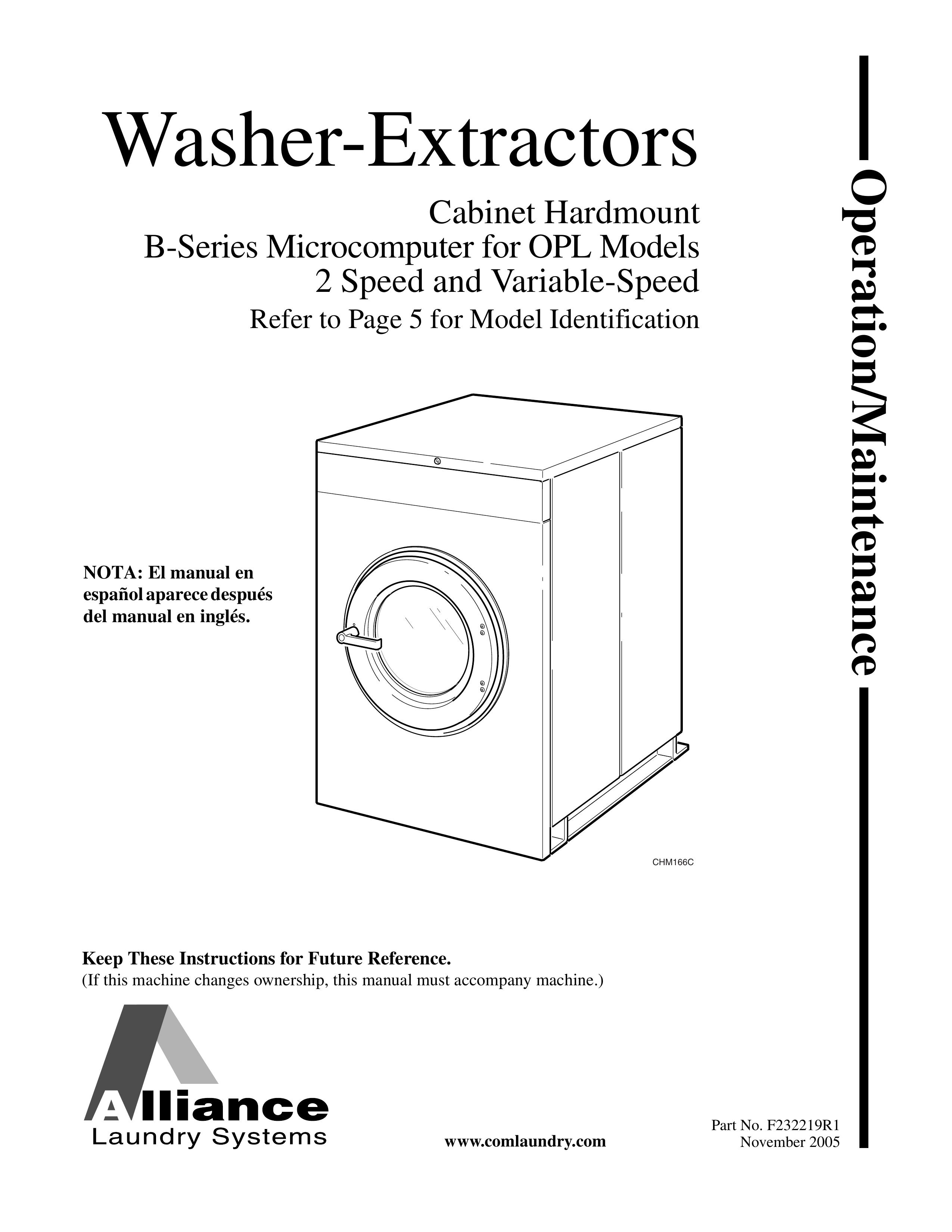 Alliance Laundry Systems B-Series Washer User Manual