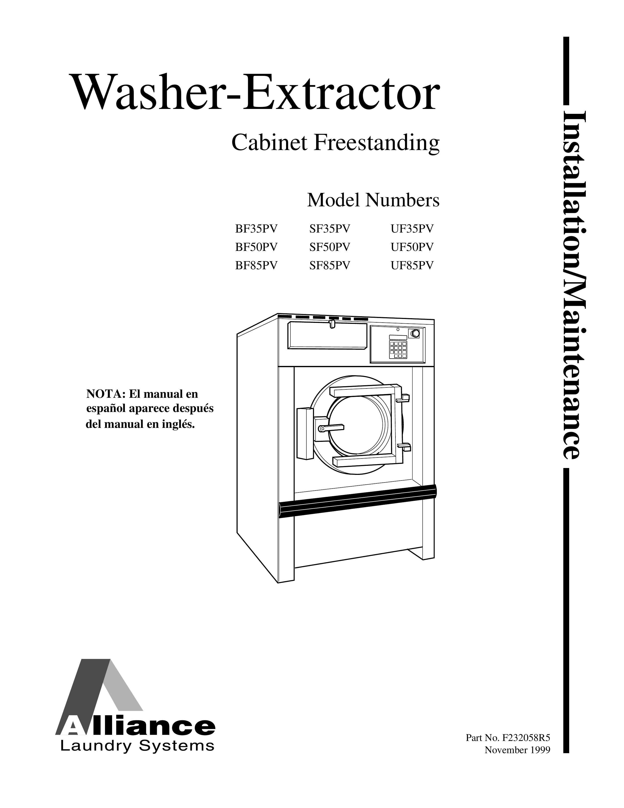 Alliance Laundry Systems BF35PV Washer User Manual