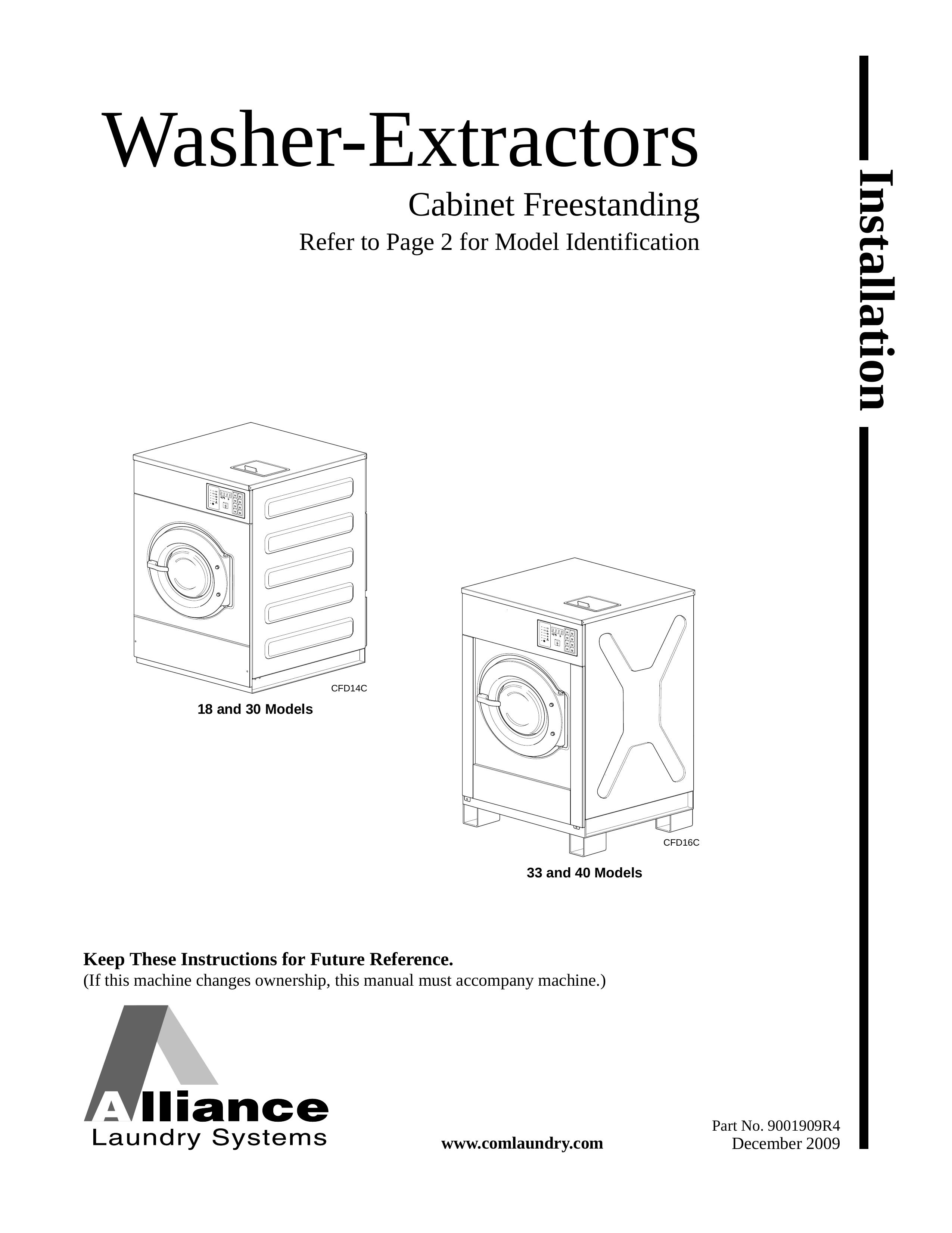 Alliance Laundry Systems CFD14C Washer User Manual