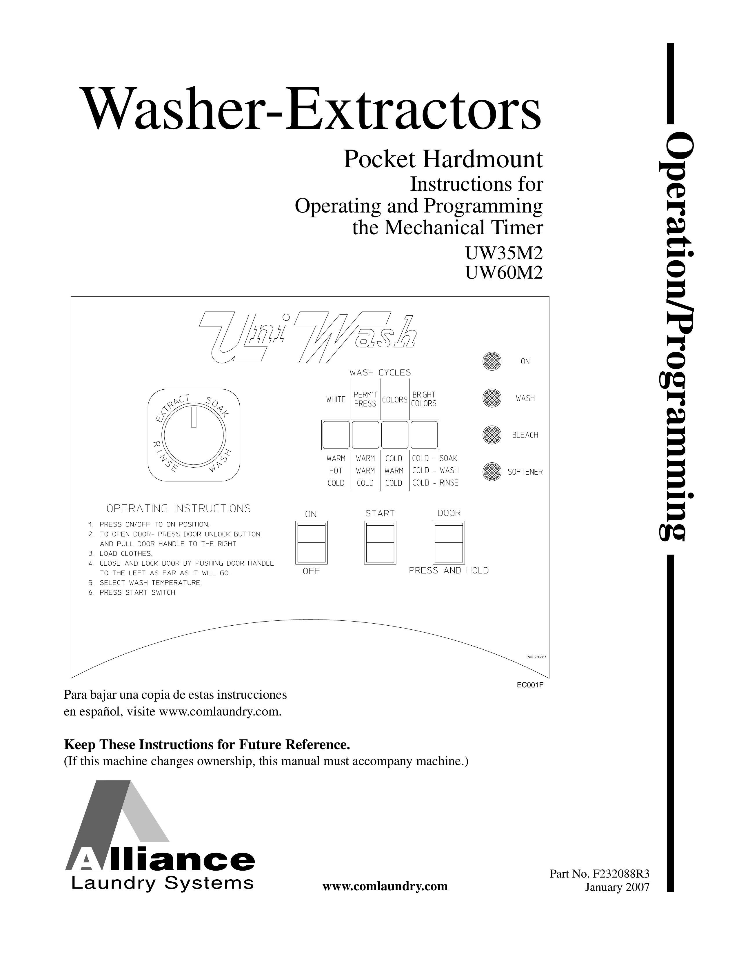 Alliance Laundry Systems EC001F Washer User Manual