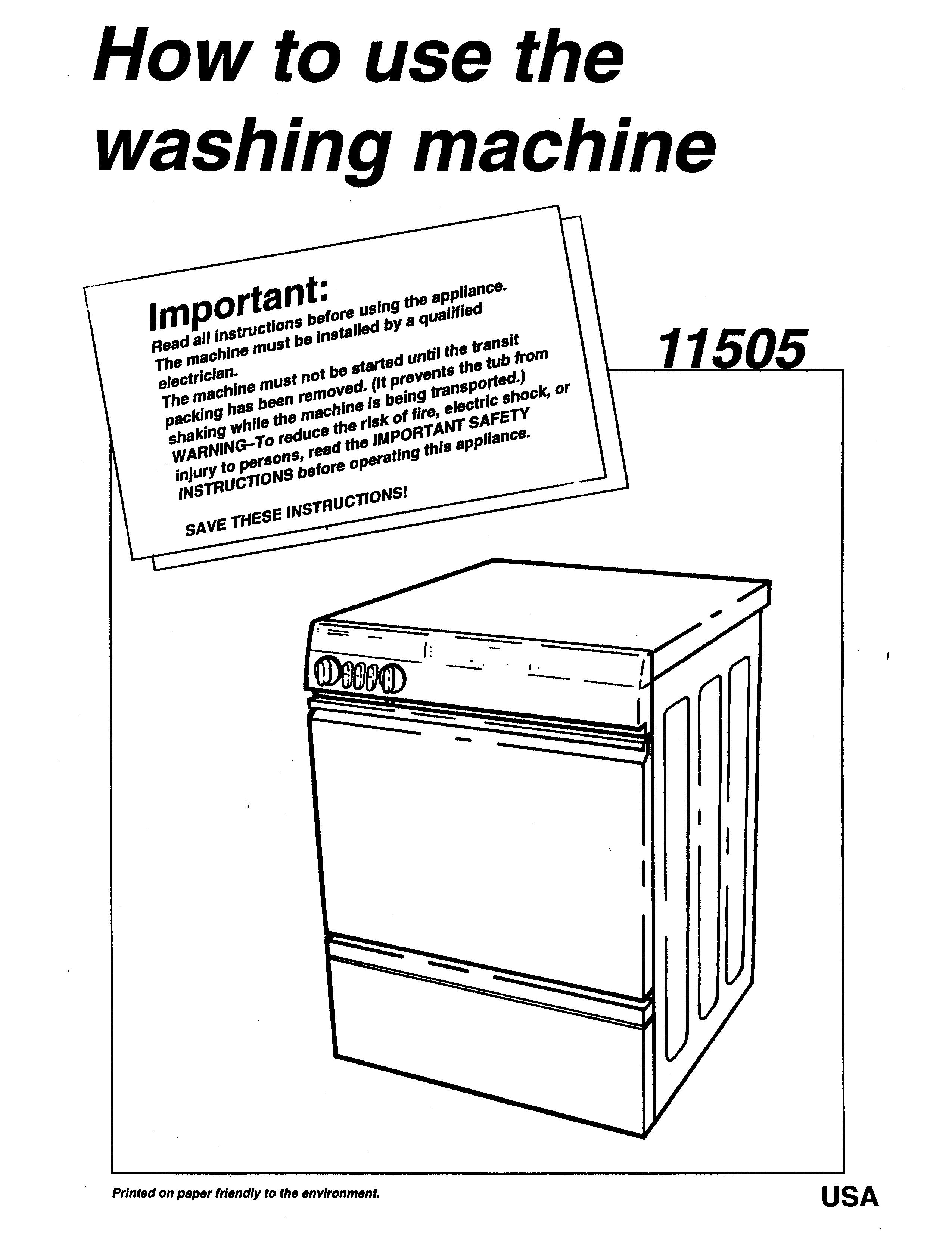 Asko 11505 Washer User Manual