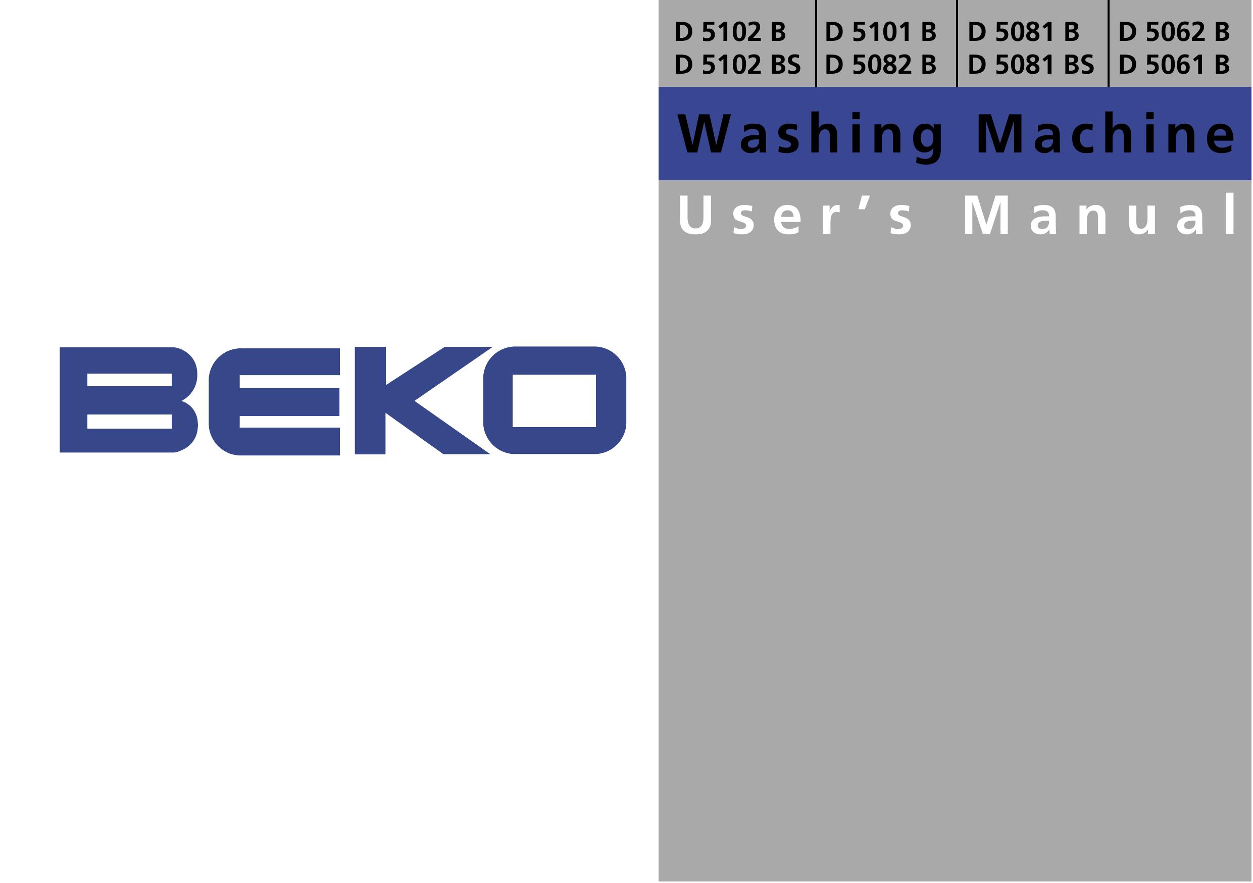 Beko D 5101 B Washer User Manual