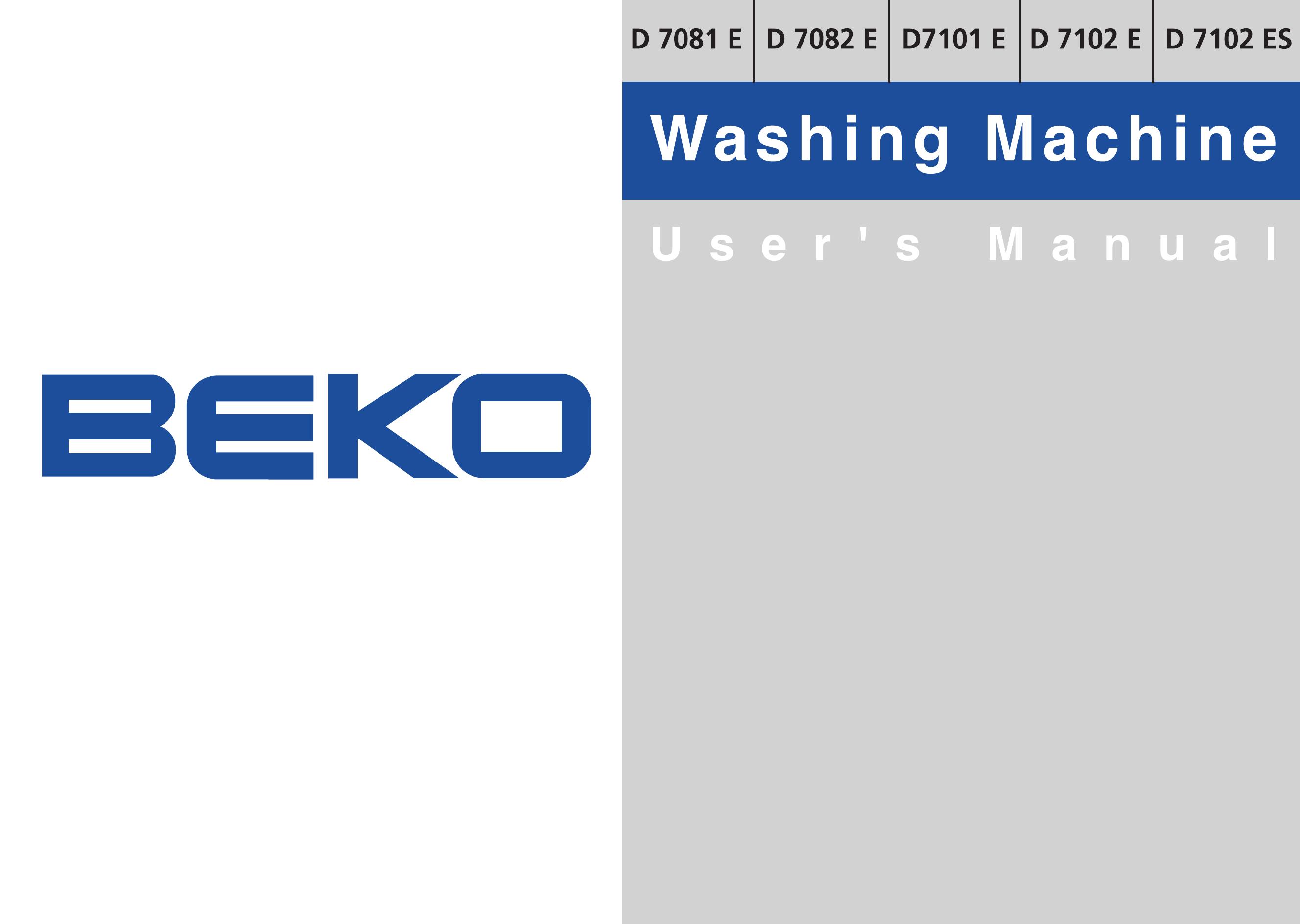 Beko D 7101E Washer User Manual