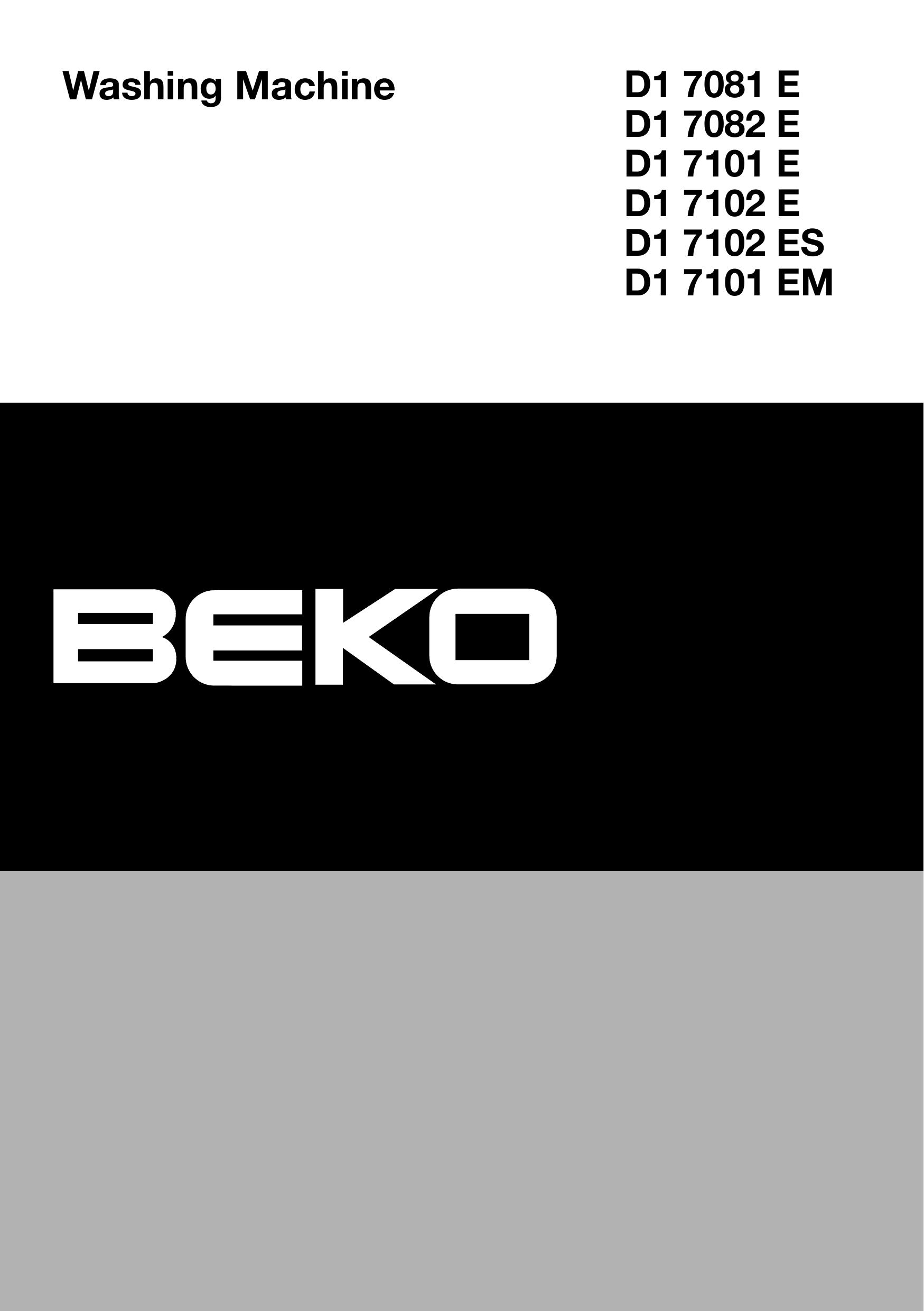 Beko D1 7082 E Washer User Manual