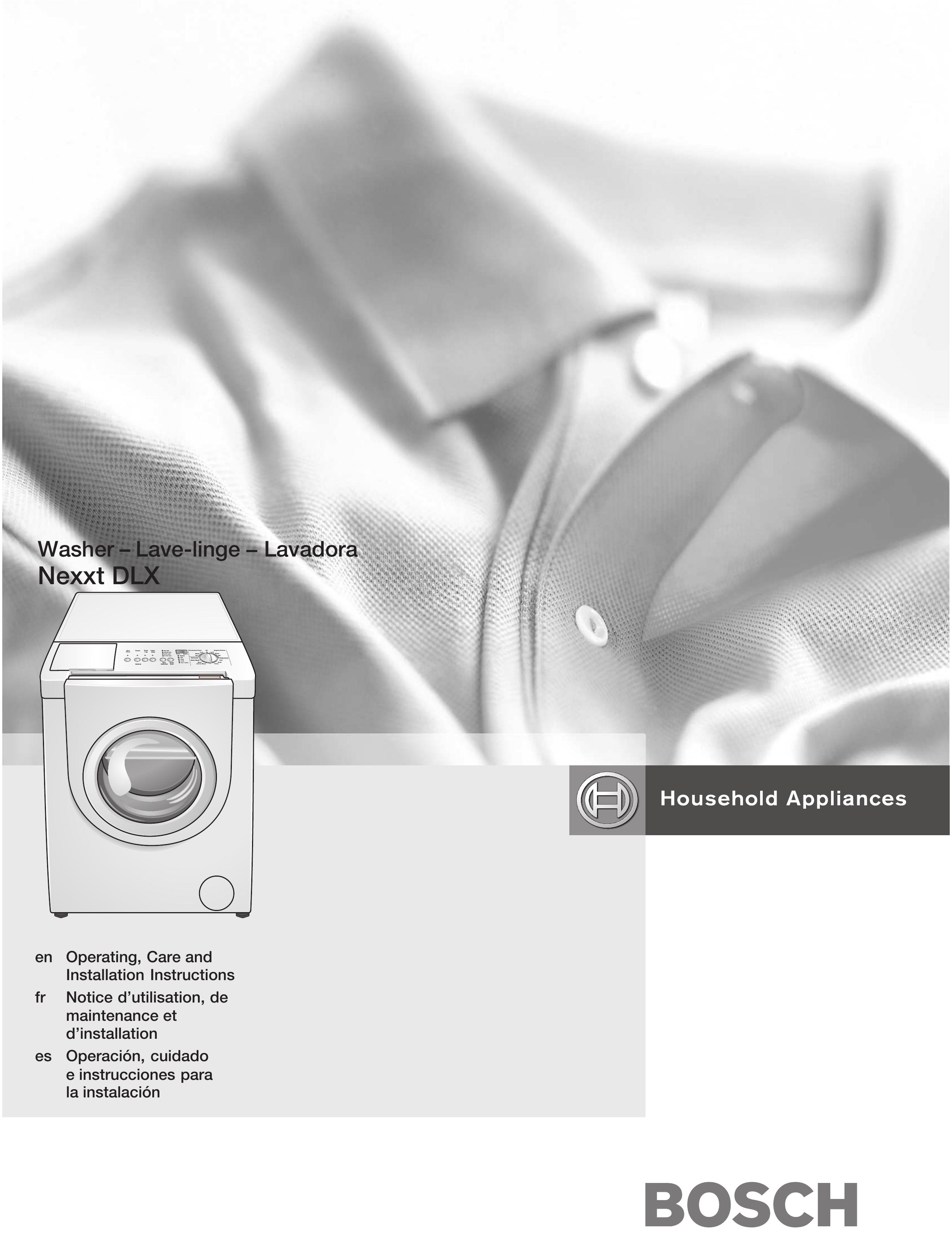 Bosch Appliances Nexxt DLX Washer User Manual