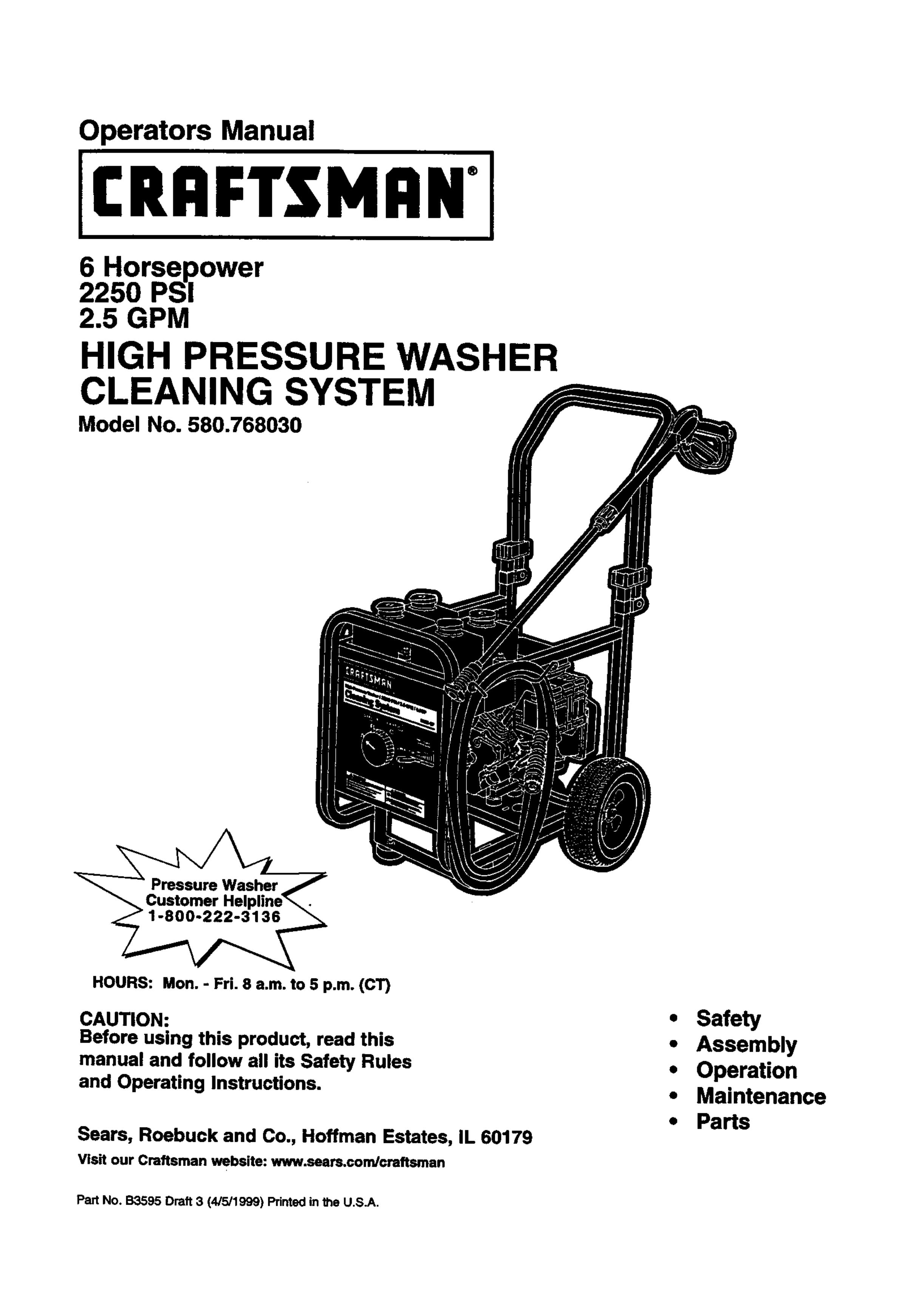 Craftsman 580.768030 Washer User Manual
