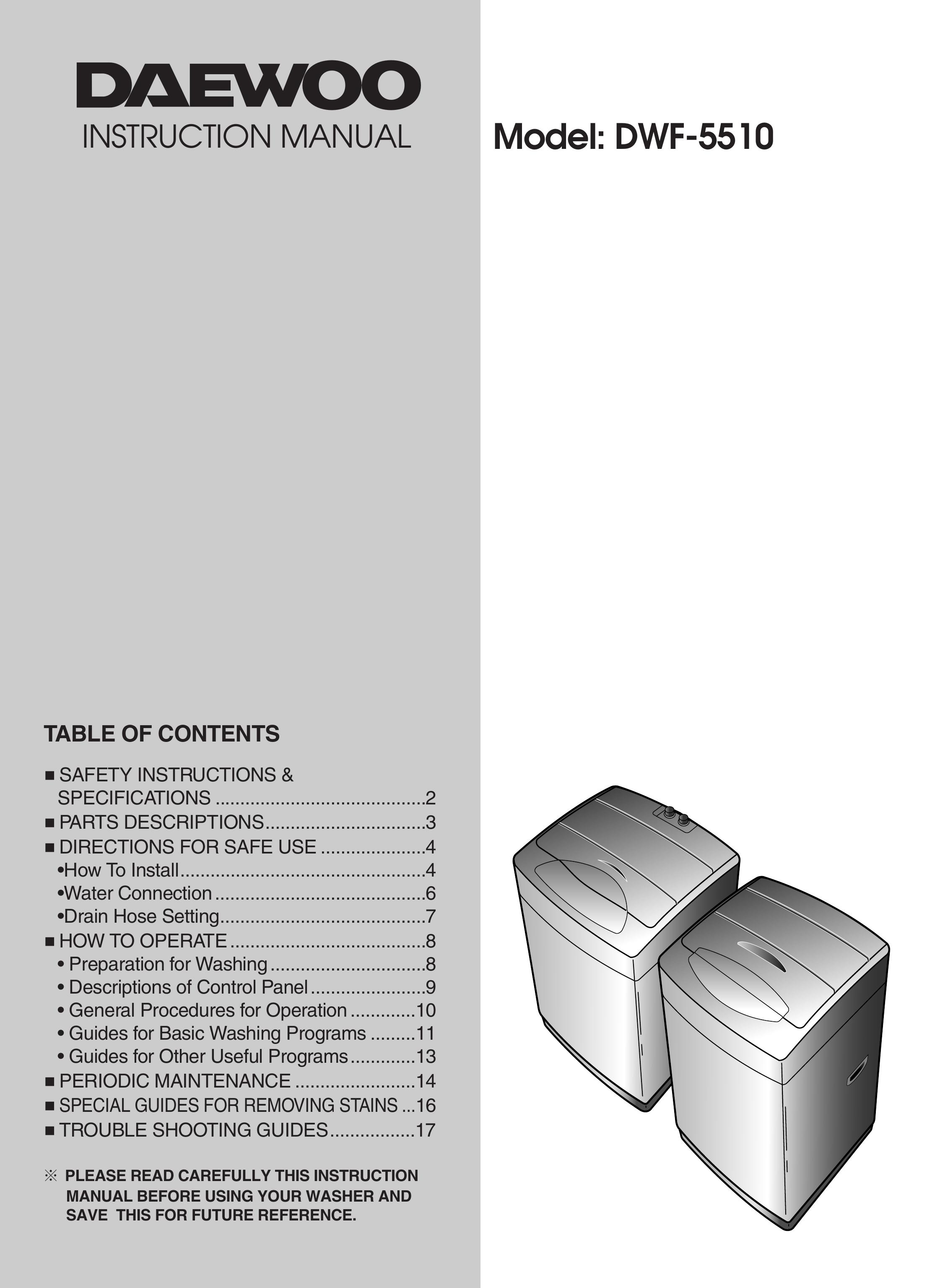 Daewoo DWF-5510 Washer User Manual