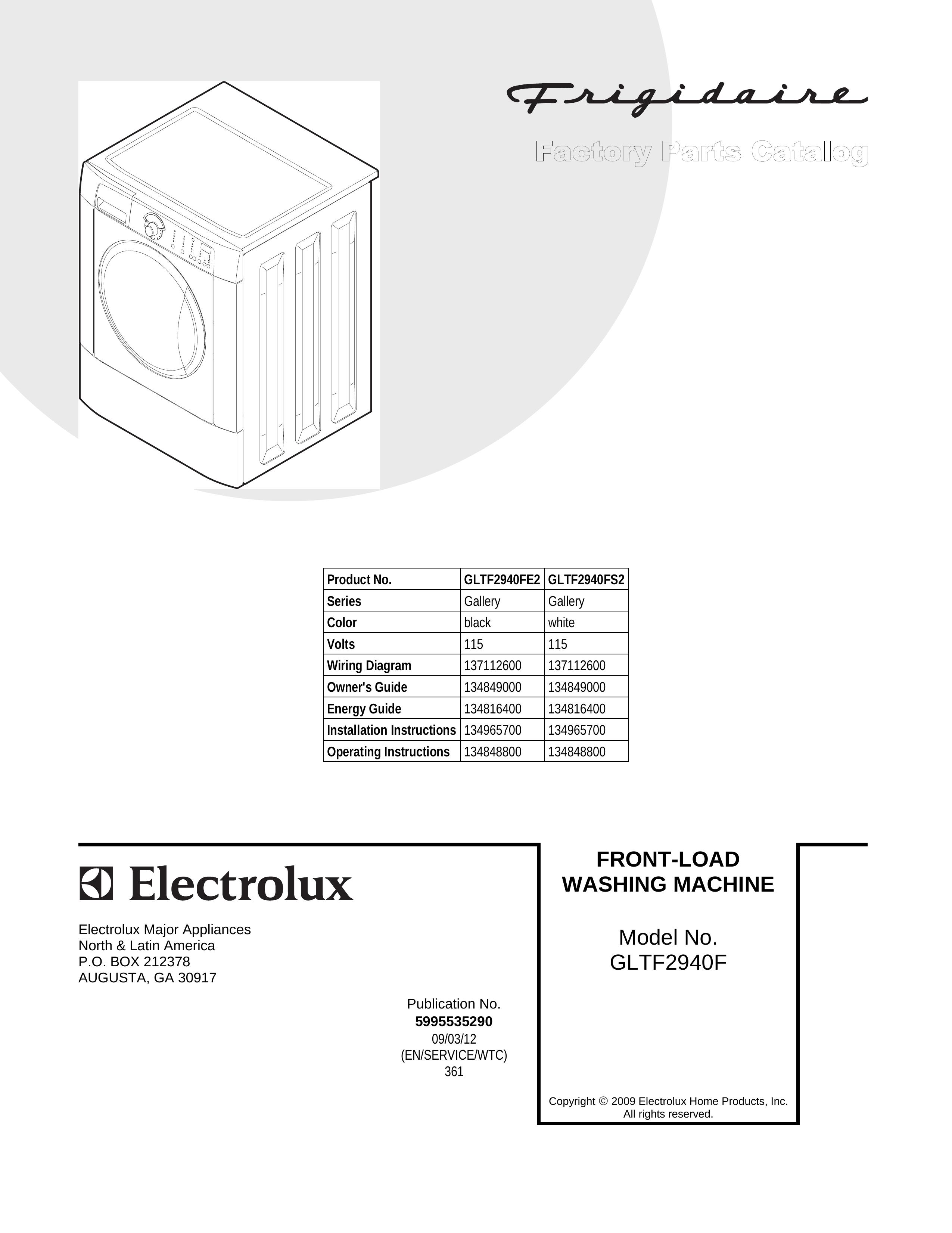 Electrolux - Gibson GLTF2940FS2 Washer User Manual
