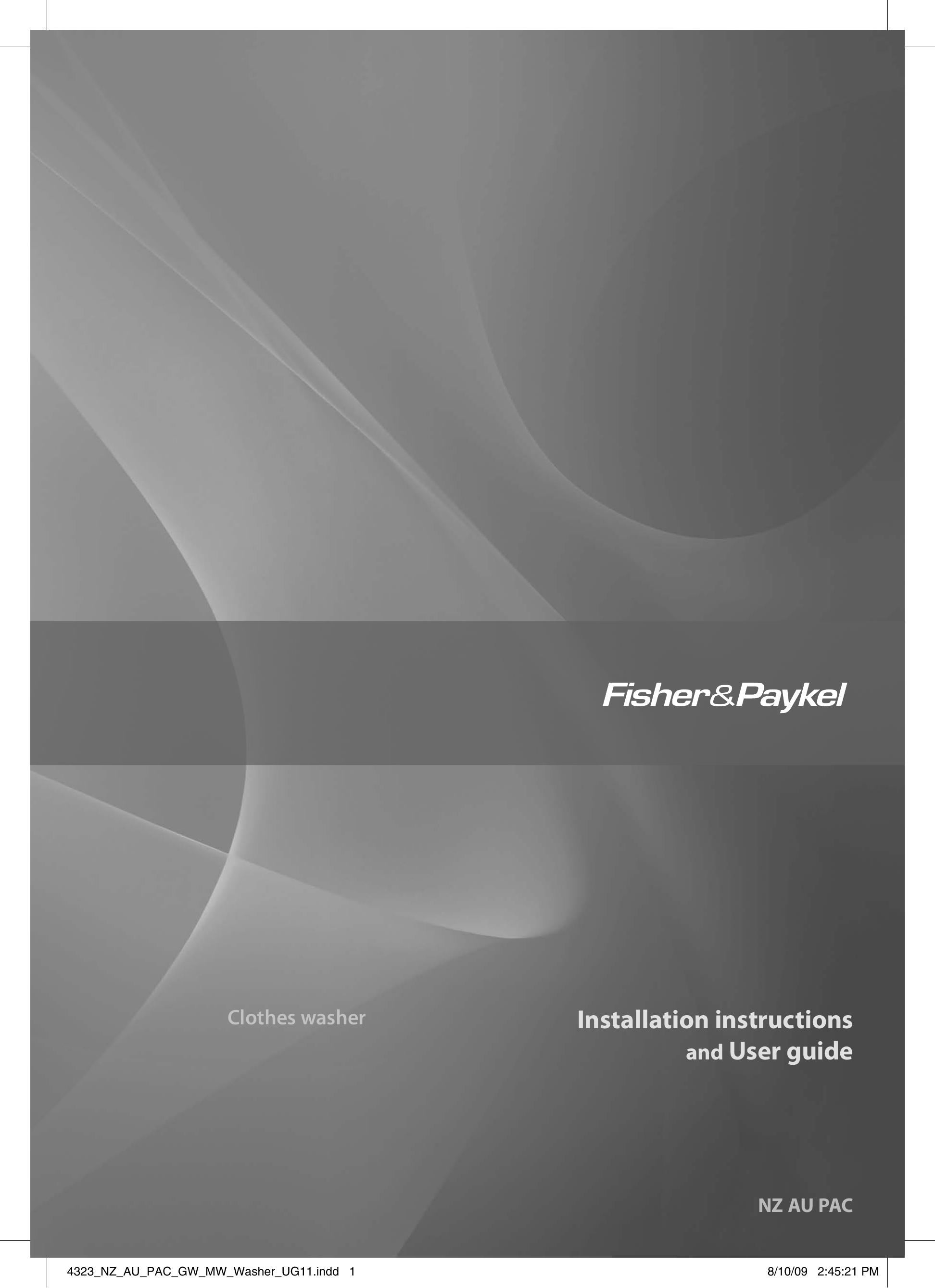 Fisher & Paykel 4323 Washer User Manual
