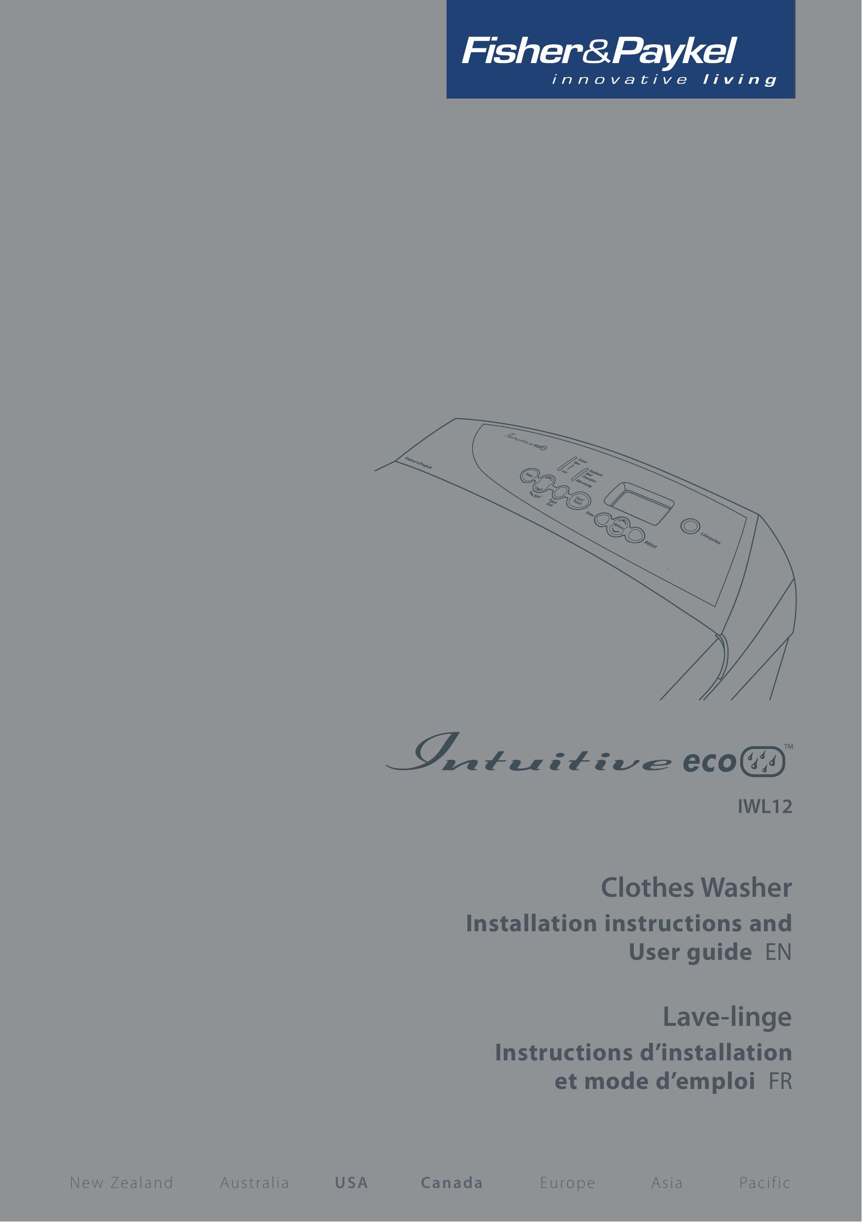 Fisher & Paykel IWL12 Washer User Manual