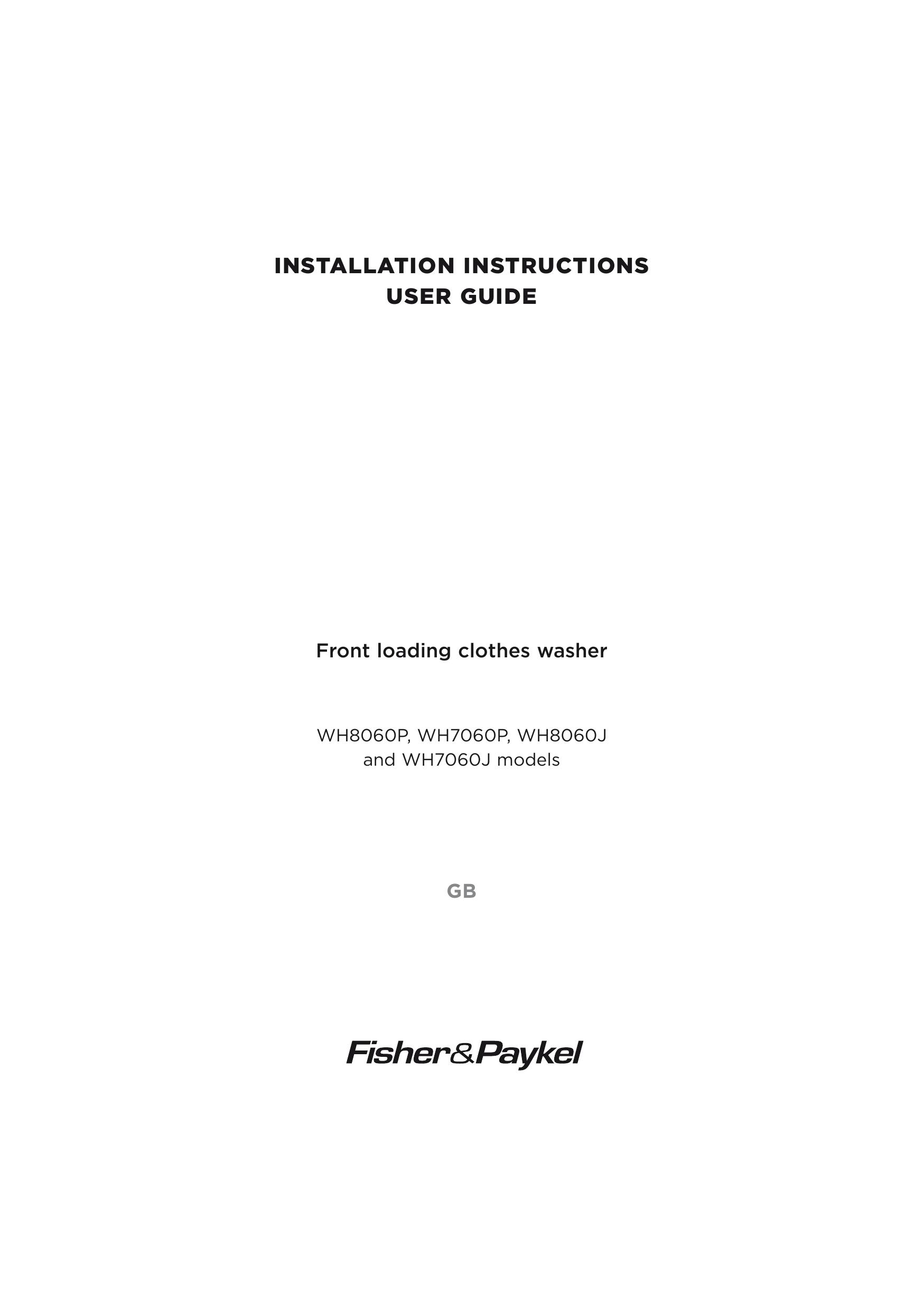 Fisher & Paykel W7060P Washer User Manual