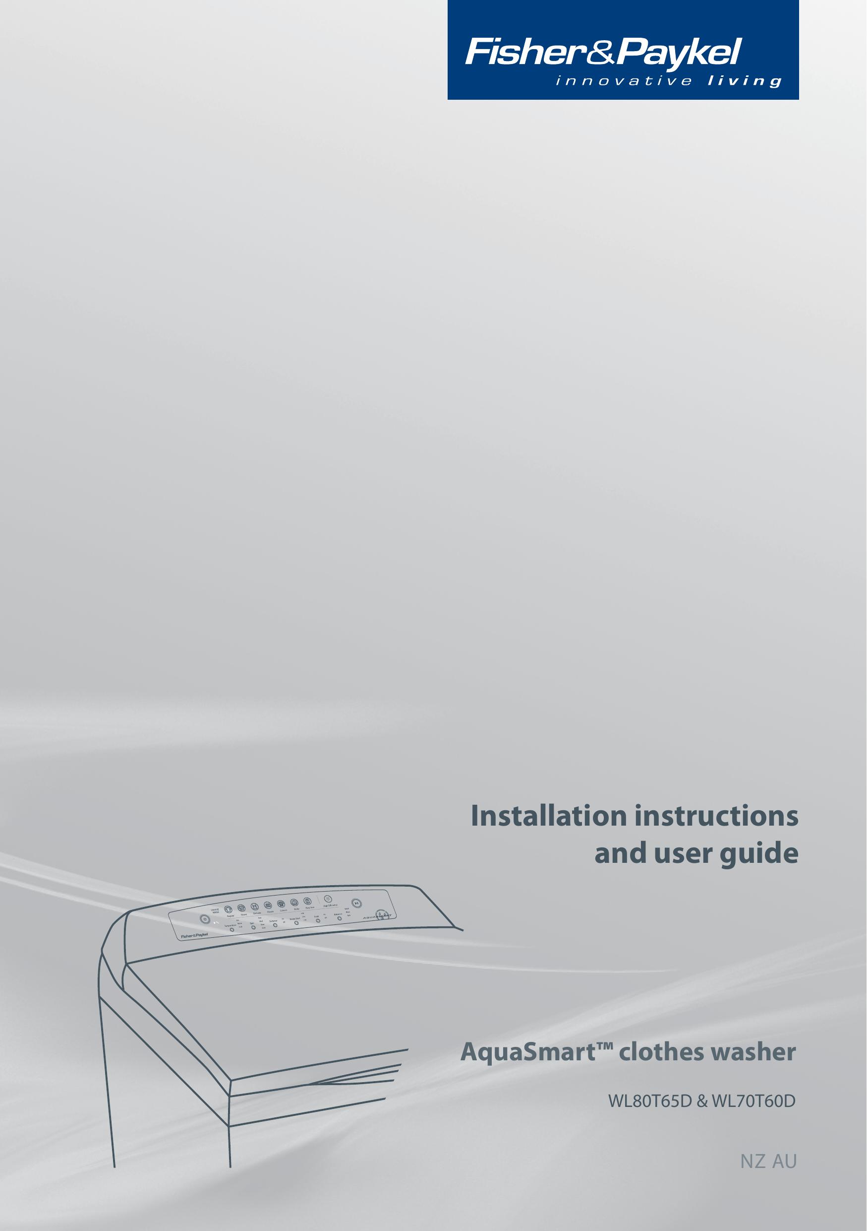 Fisher & Paykel WL80T65D Washer User Manual