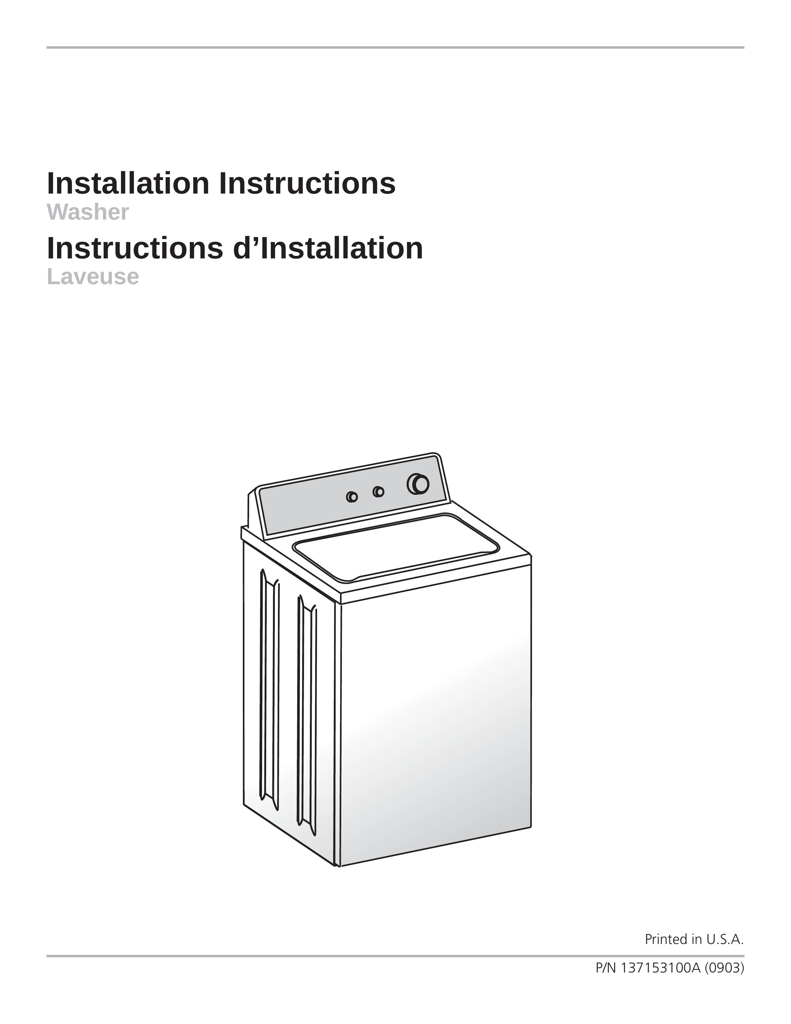 Frigidaire 137153100A (0903) Washer User Manual