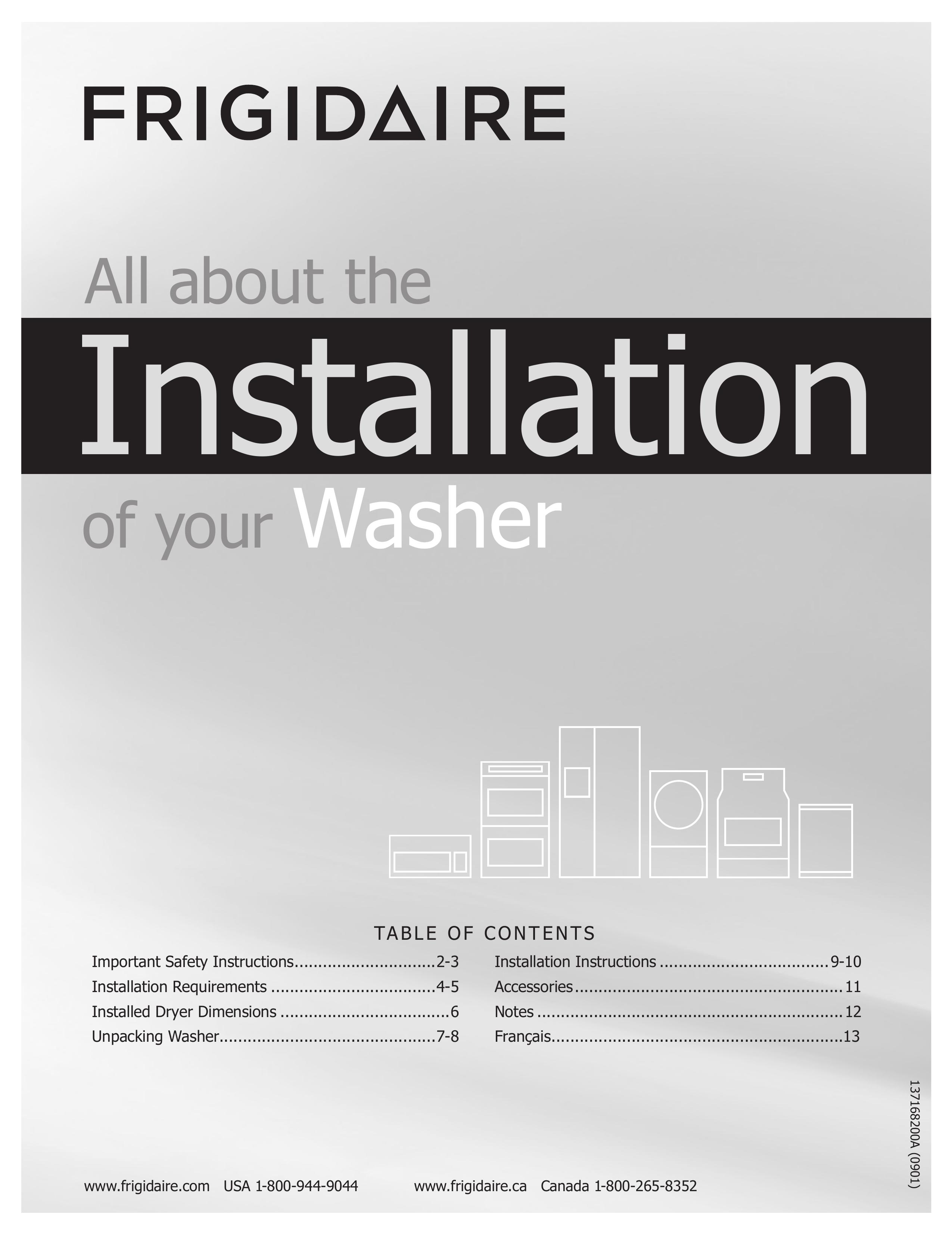 Frigidaire 137168200A Washer User Manual