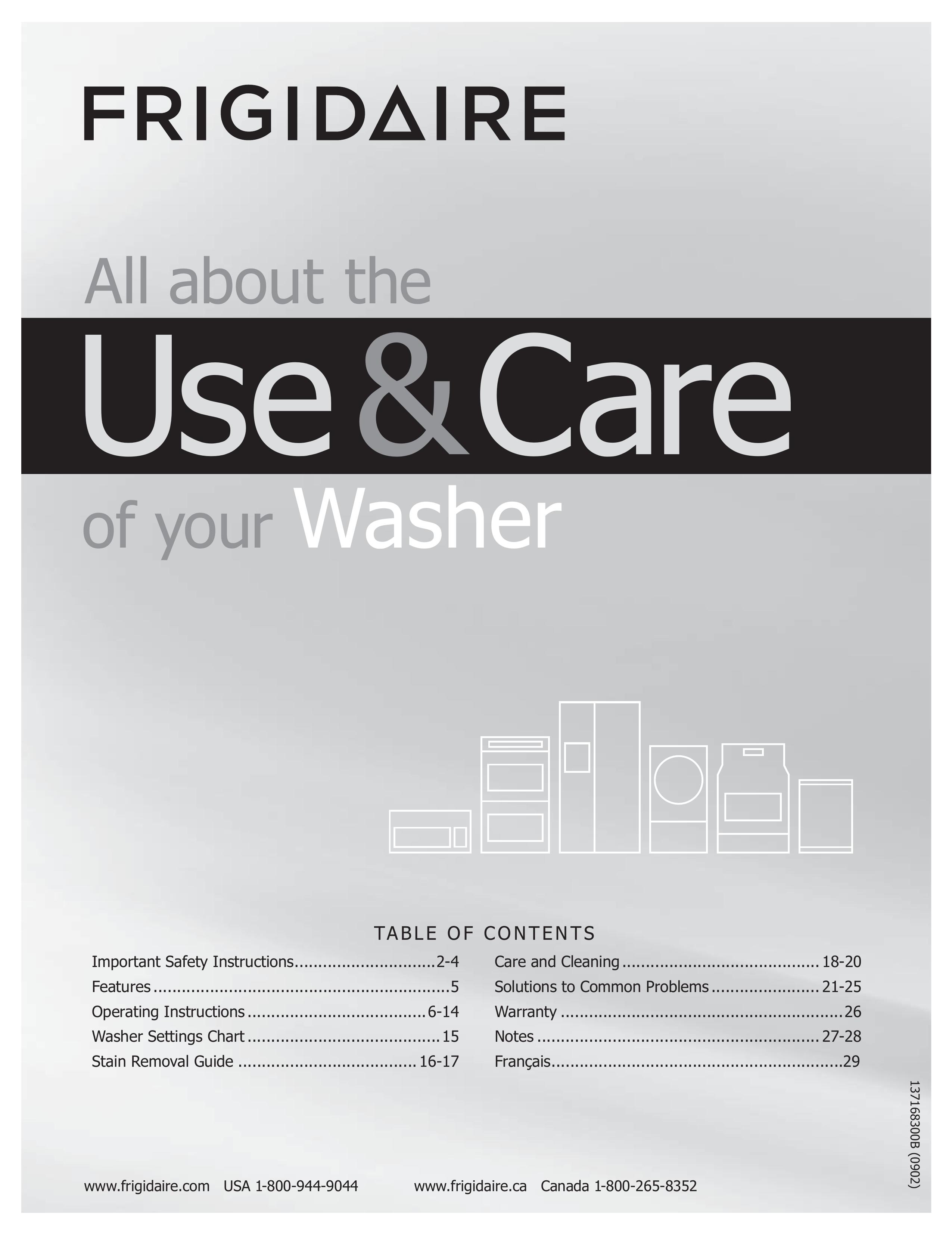 Frigidaire 137168300B Washer User Manual