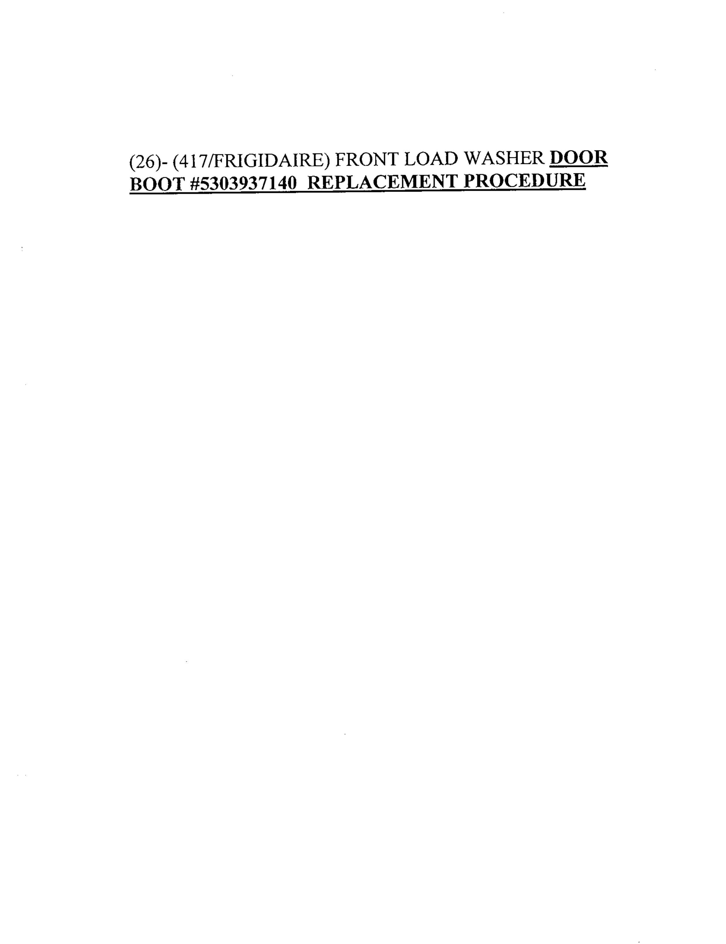 Frigidaire 5303937140 Washer User Manual