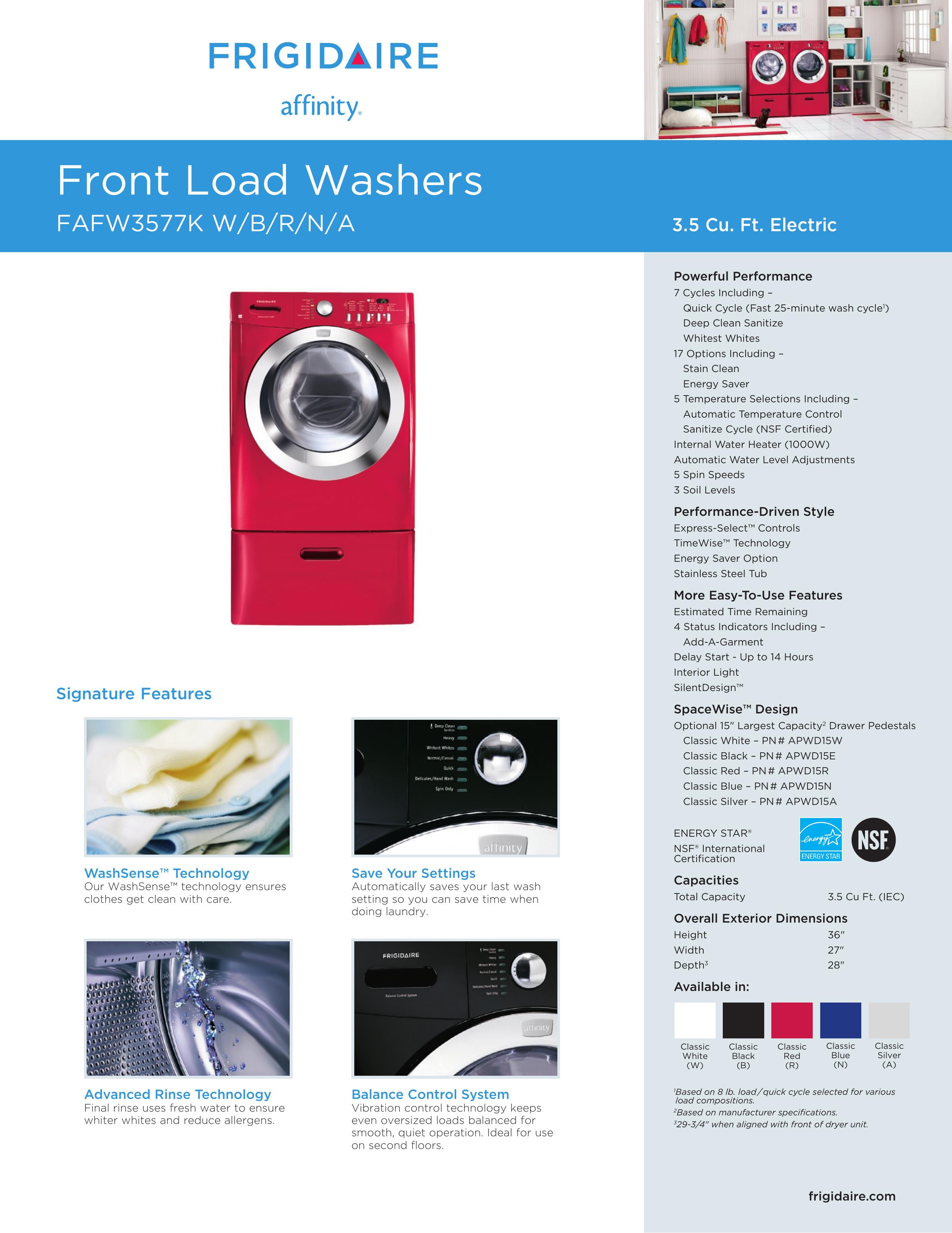 Frigidaire APWD15A Washer User Manual