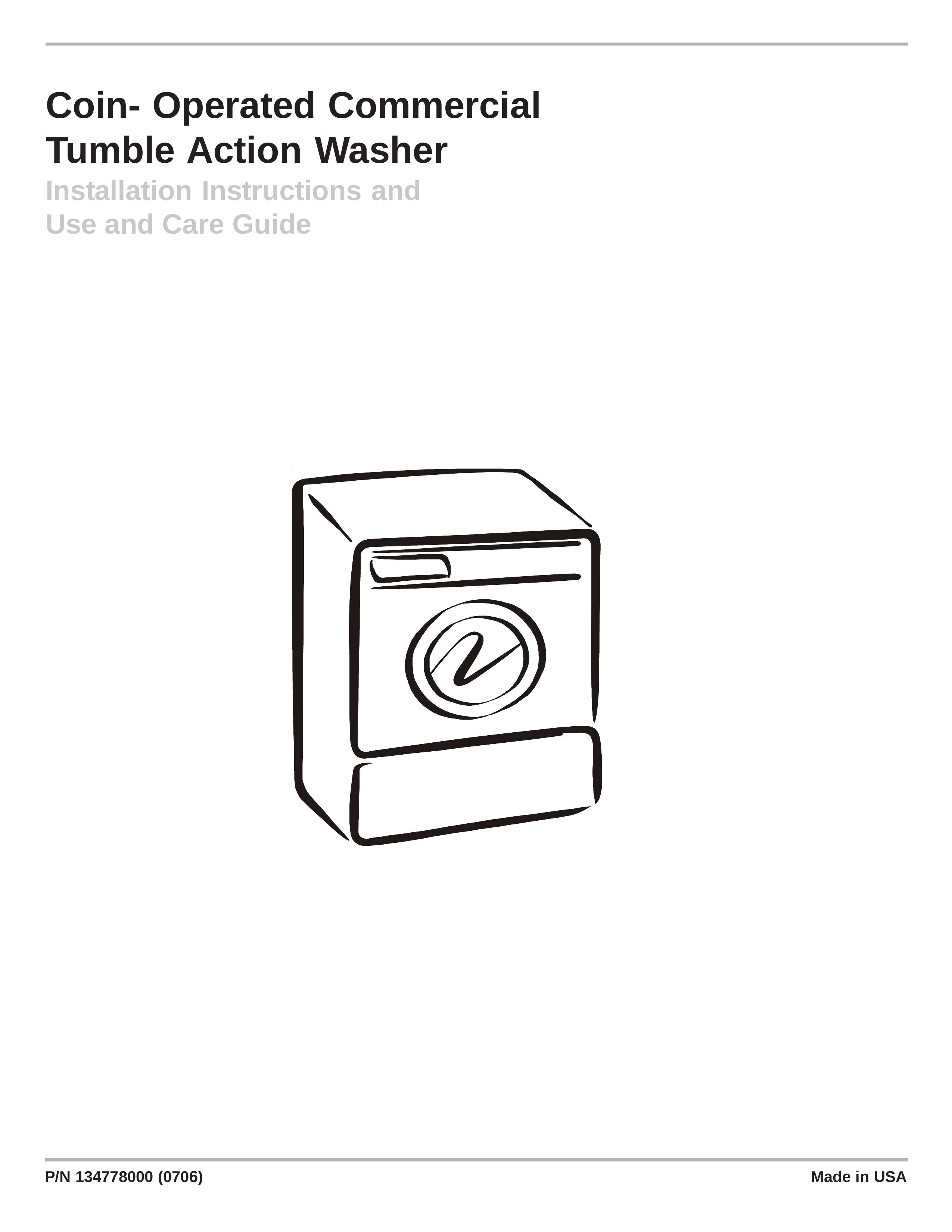 Frigidaire Coin- Operated Commercial Tumble Action Washer Washer User Manual
