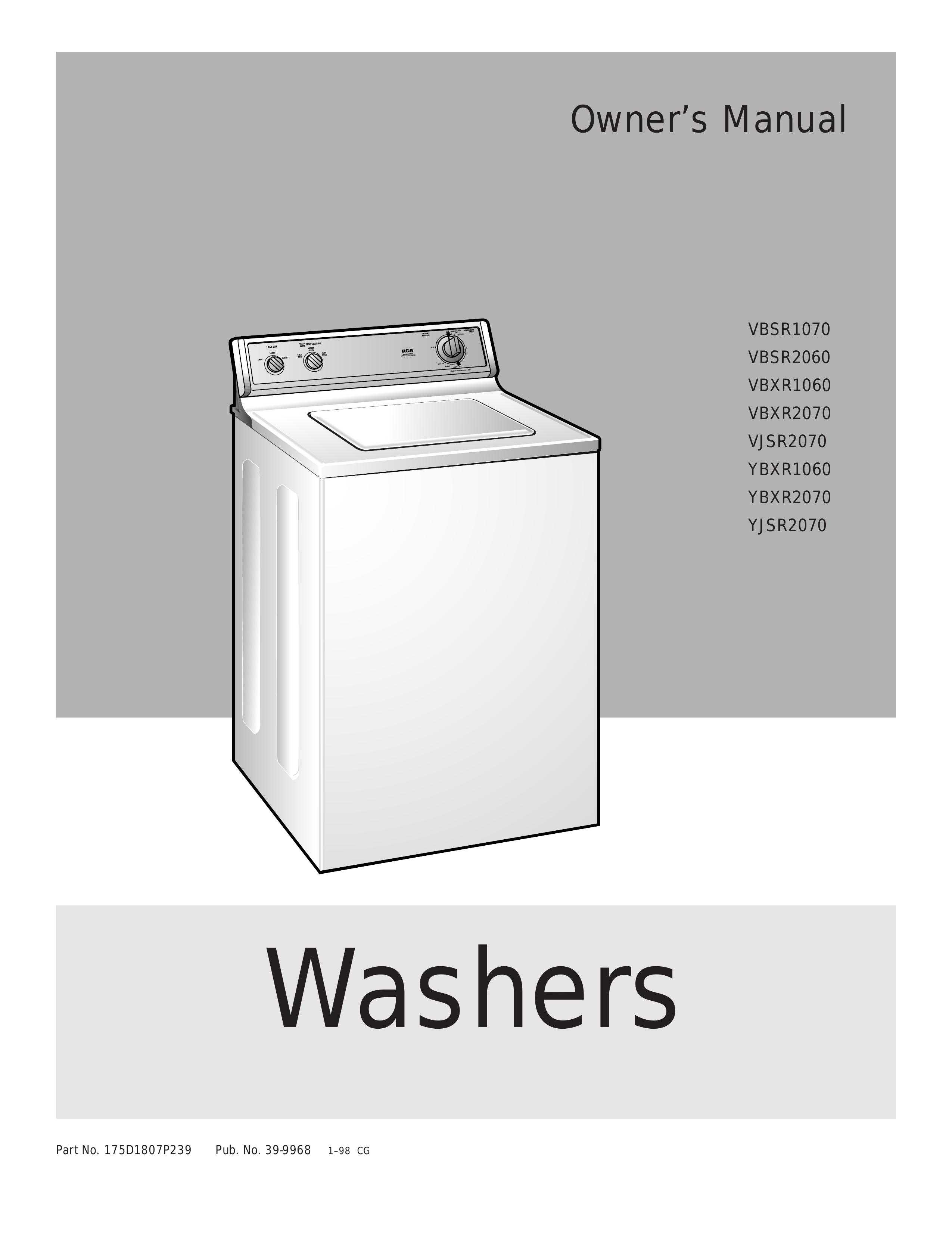 GE 175D1807P239 Washer User Manual