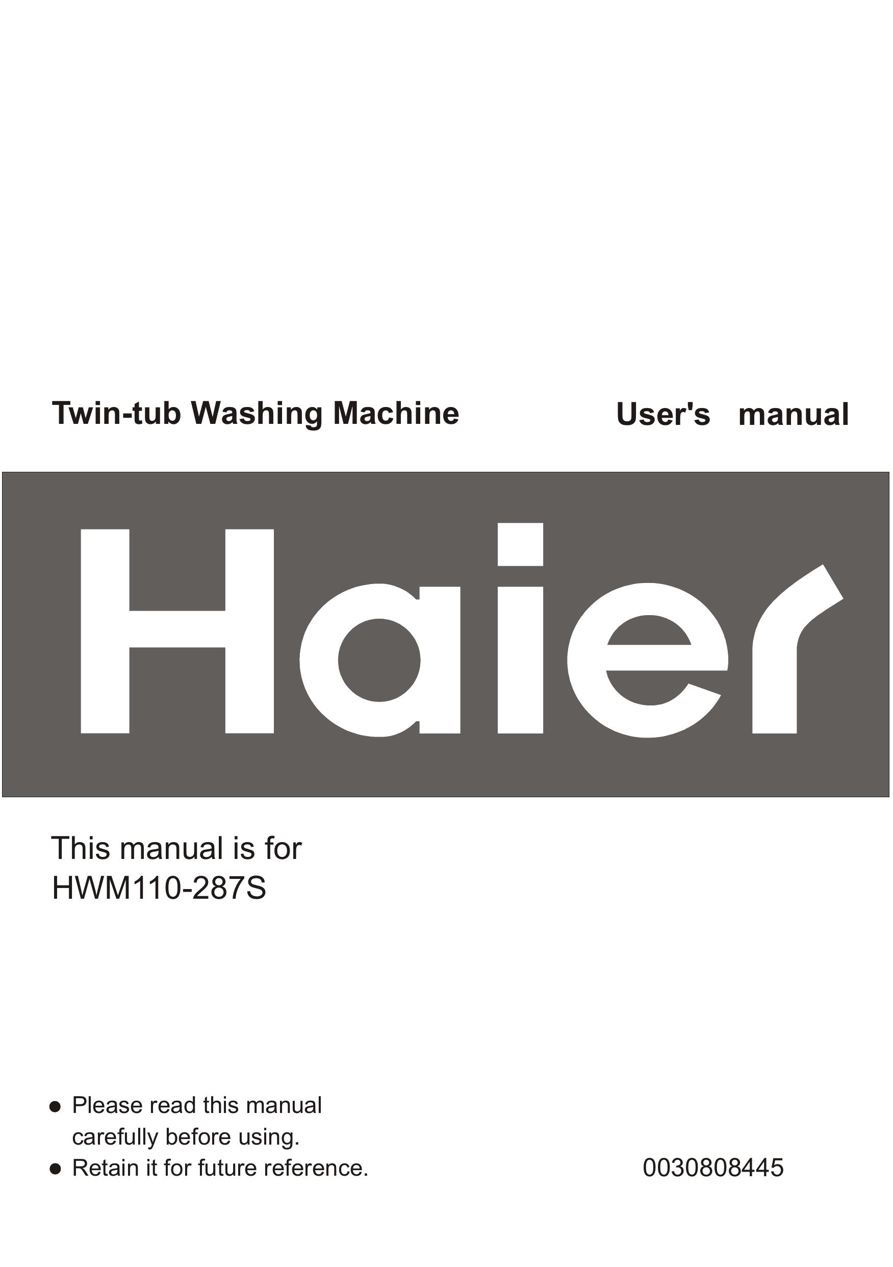 Haier 0030808445 Washer User Manual